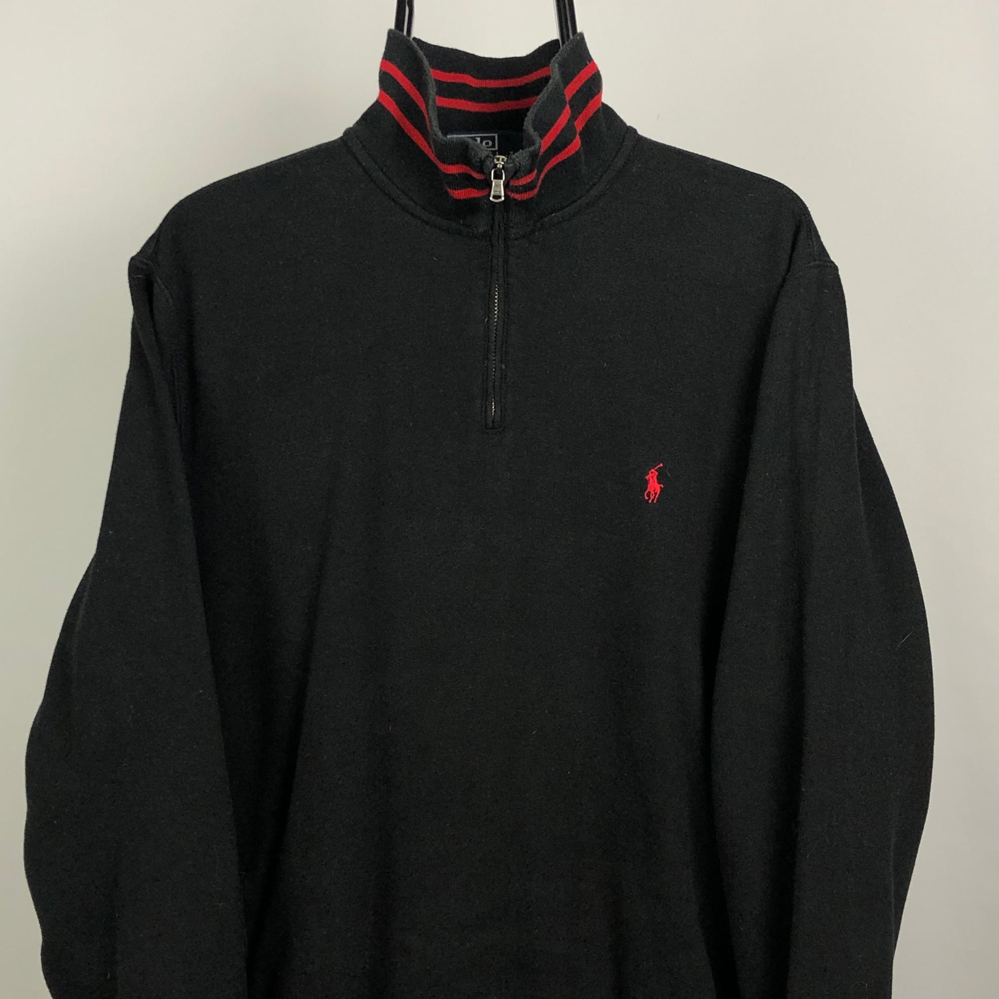 Polo 1/4 Zip Sweatshirt in Black/Red - Men's Medium/Women's Large
