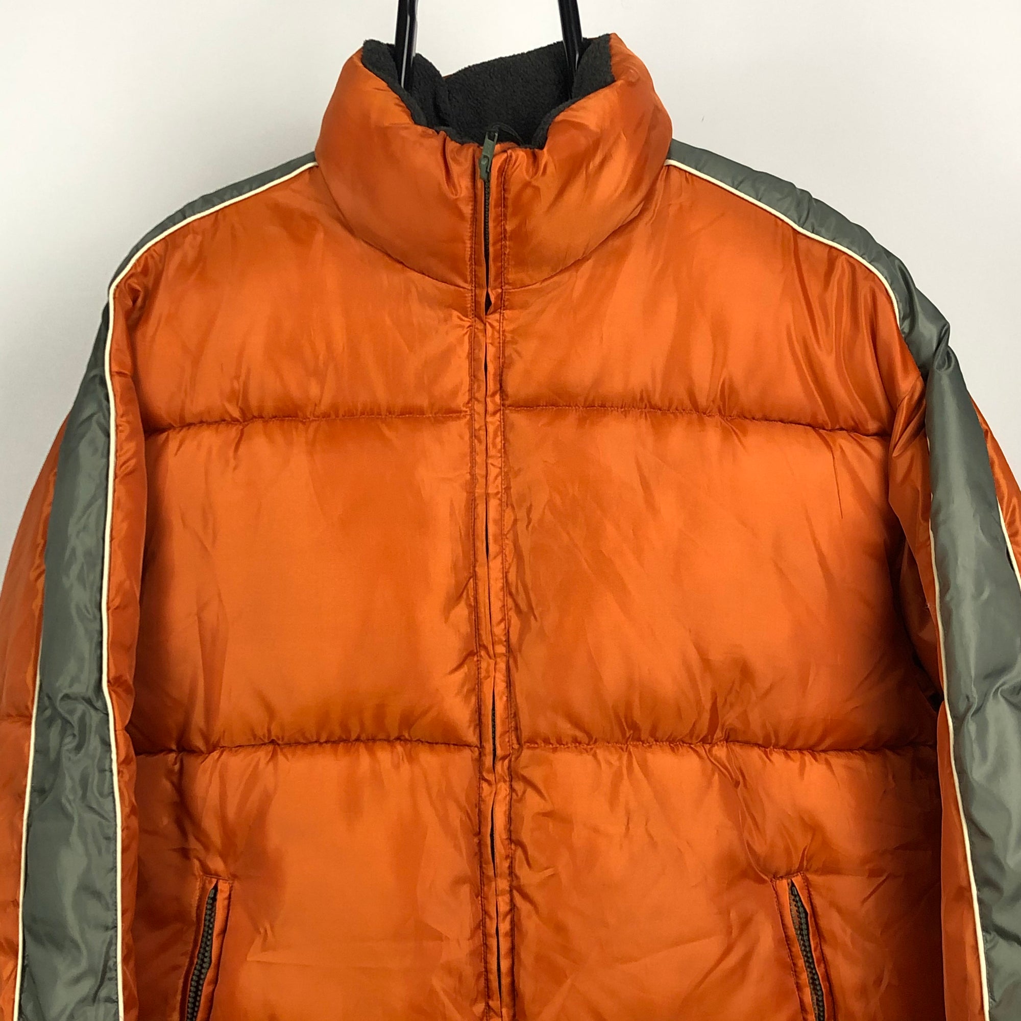 Vintage Orange+Silver/Grey Puffer Jacket - Men's Large/Women's XL