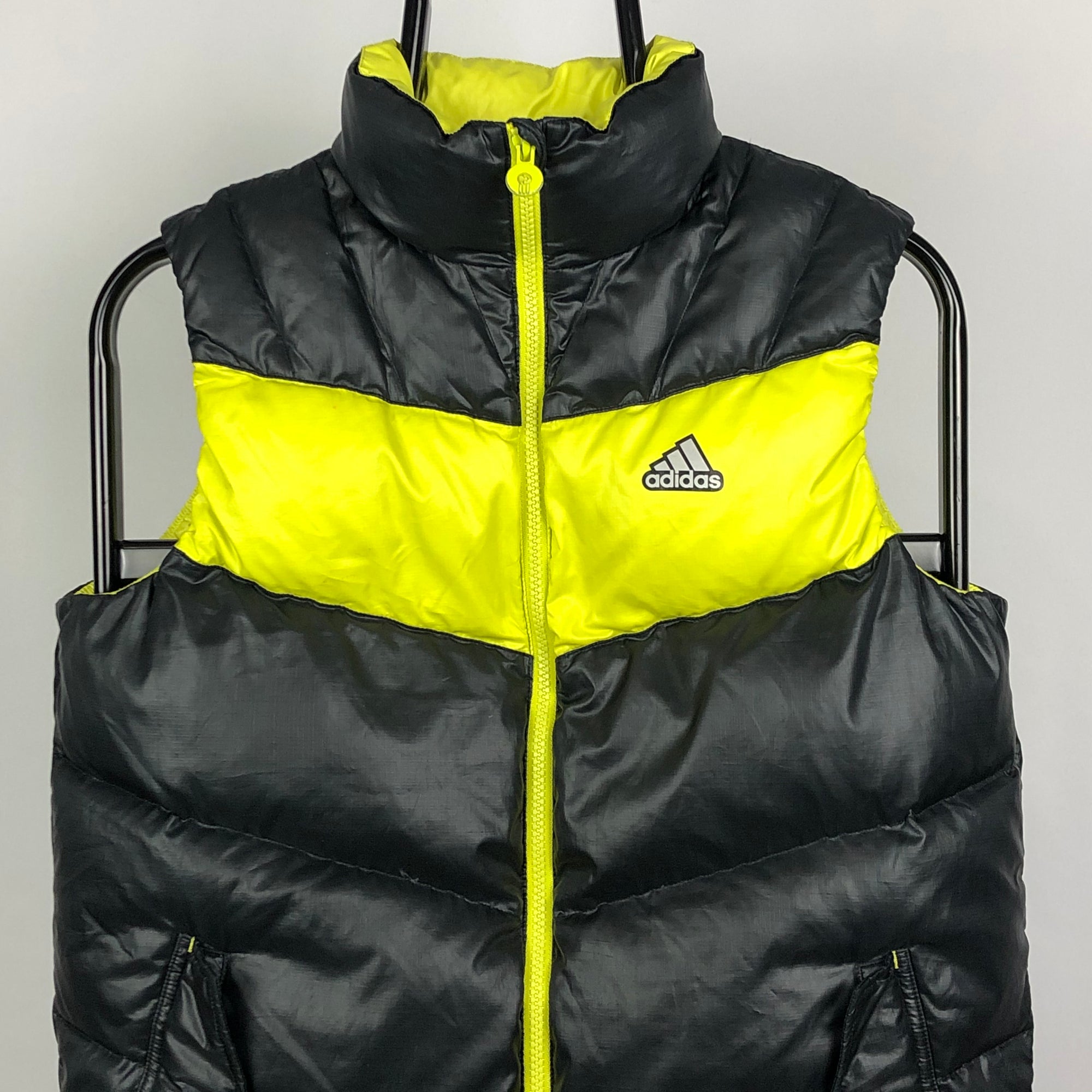 Vintage Adidas Sample Collection Gilet in Black/Volt Yellow - Men's XS/Women's Small