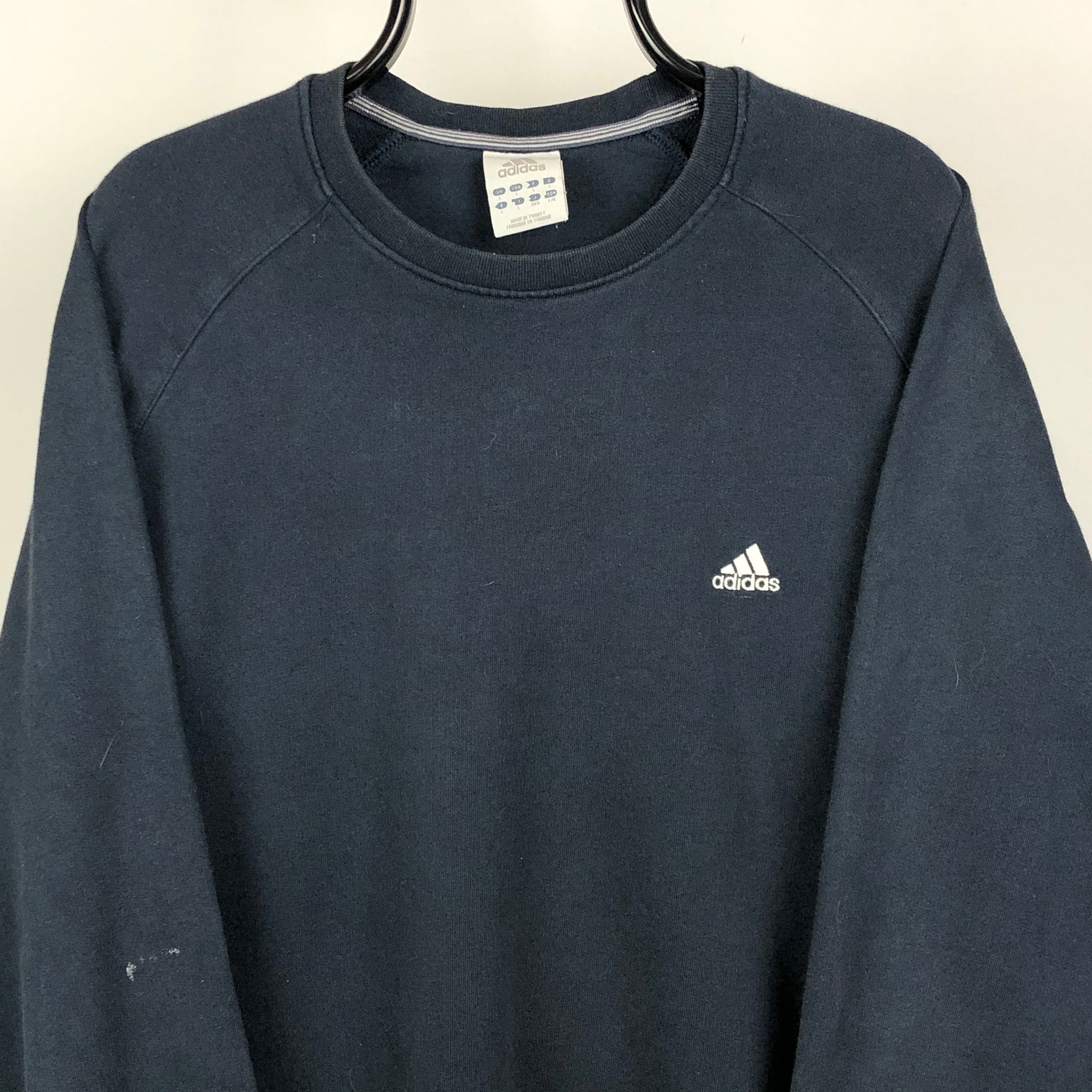 Adidas Embroidered Small Logo Sweatshirt in Navy - Men's Large/Women's XL