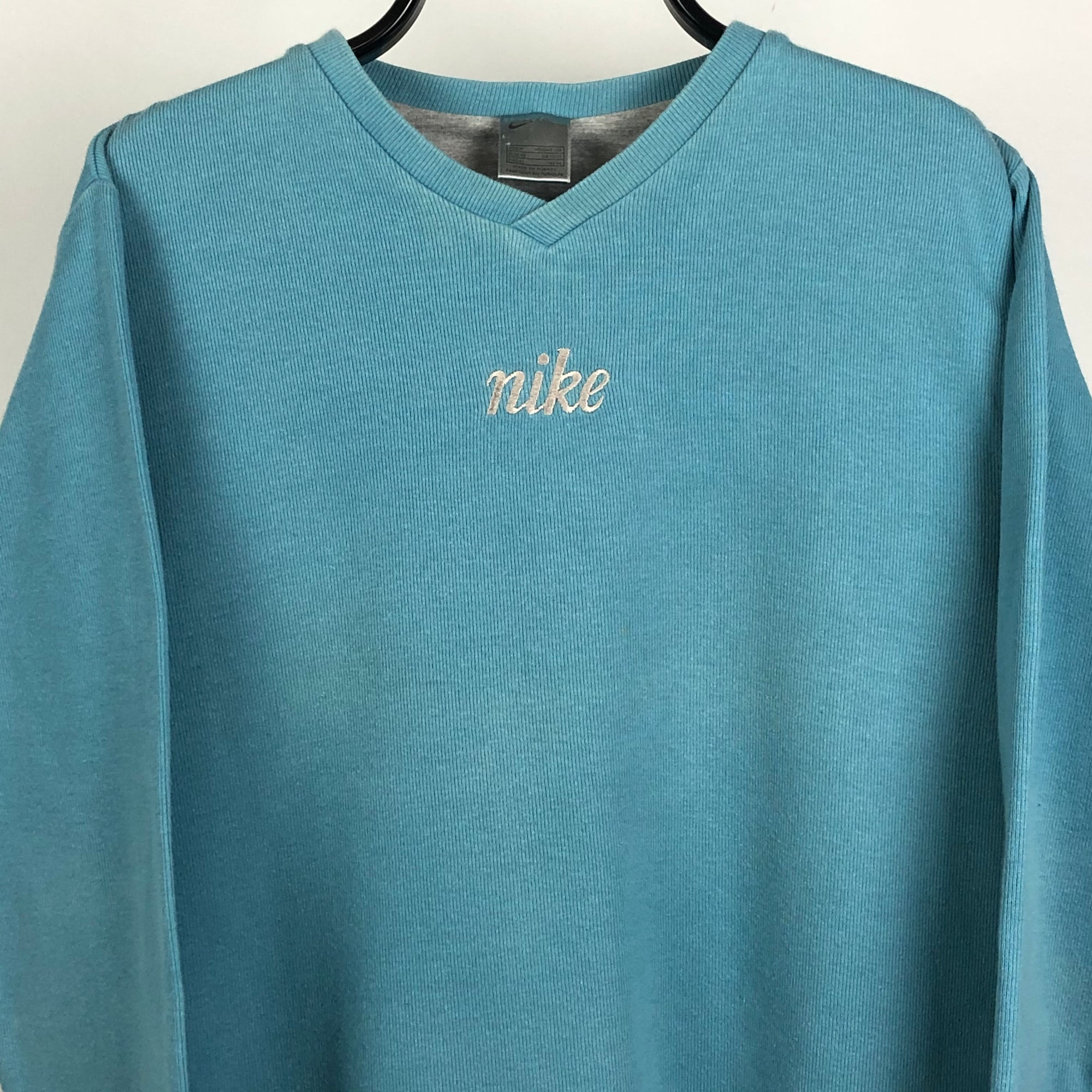 Vintage Baby Blue Nike Spellout Sweatshirt - Men's Small/Women's Medium