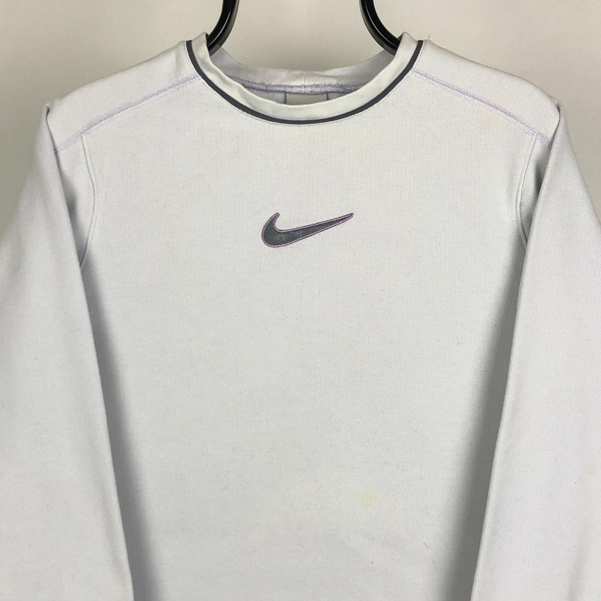 Vintage Nike Embroidered Centre Swoosh Sweatshirt in Lilac - Men's XS/Women's Small