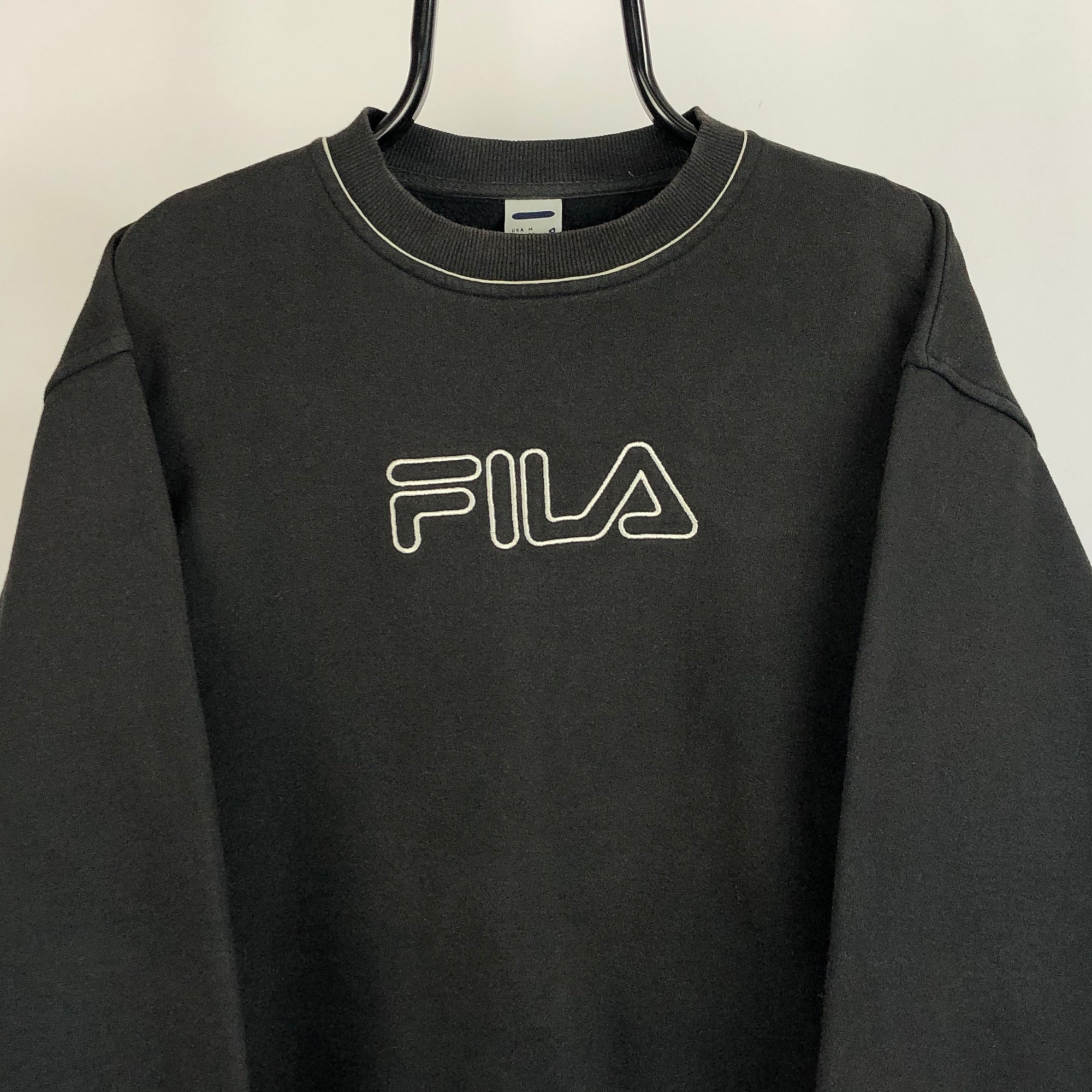Vintage Fila Spellout Sweatshirt in Black - Men’s Medium/Women’s Large