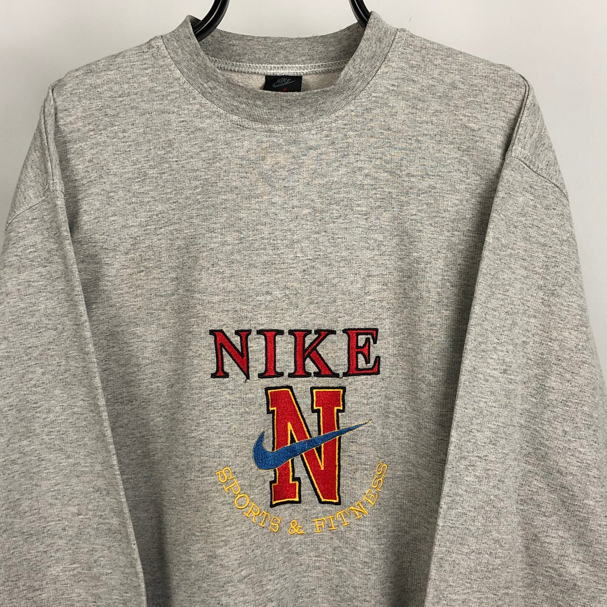 Vintage Nike Jordan Spellout Sweatshirt in Grey - Men's XL/Women's XXL