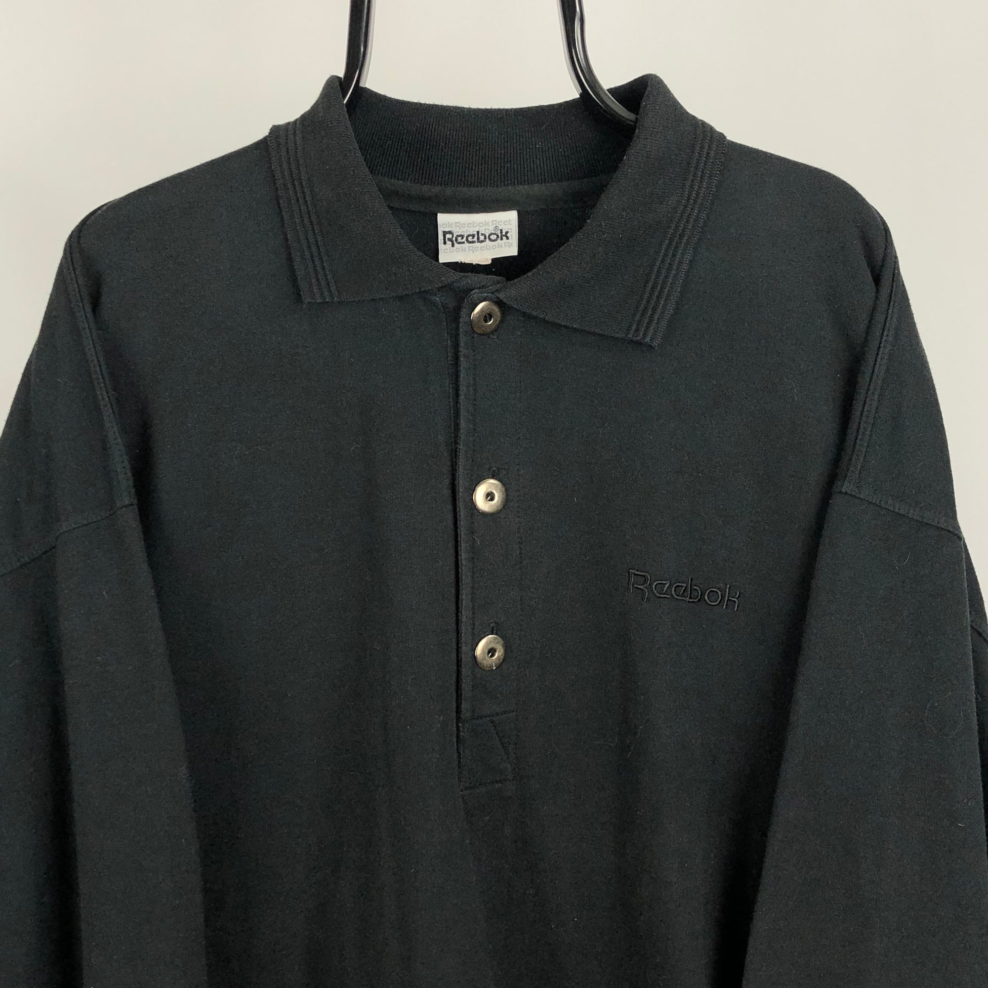 Vintage Reebok Button Up Collared Sweatshirt - Men's XL/Women's XXL