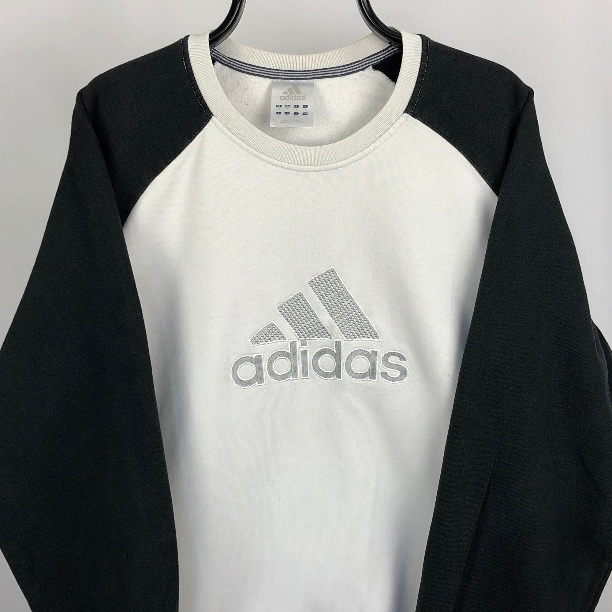 Vintage Adidas Spellout Sweatshirt in Black/White - Men's Large/Women's XL