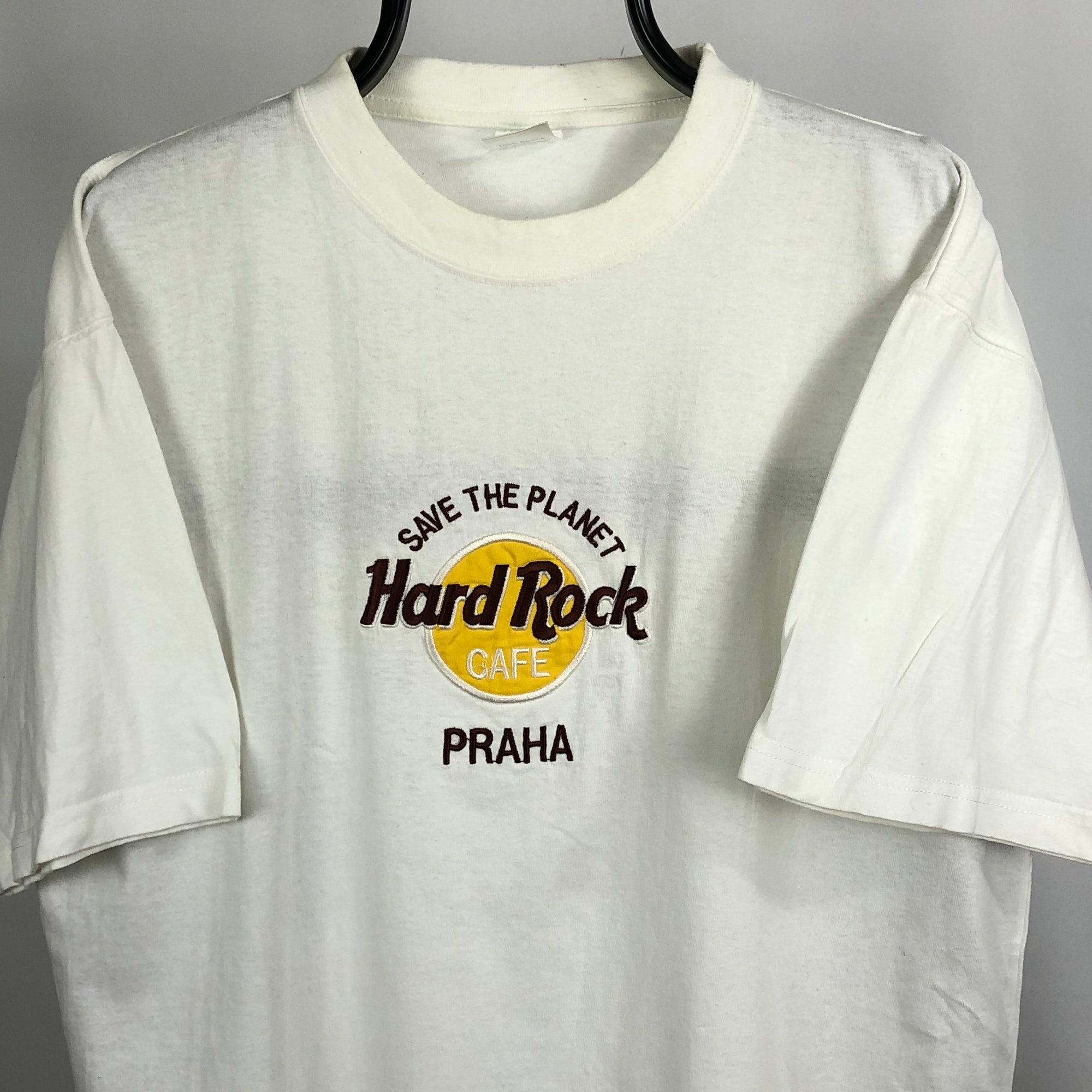Vintage Hard Rock Cafe Embroidered Logo Tee - Men's Large/Women's XL