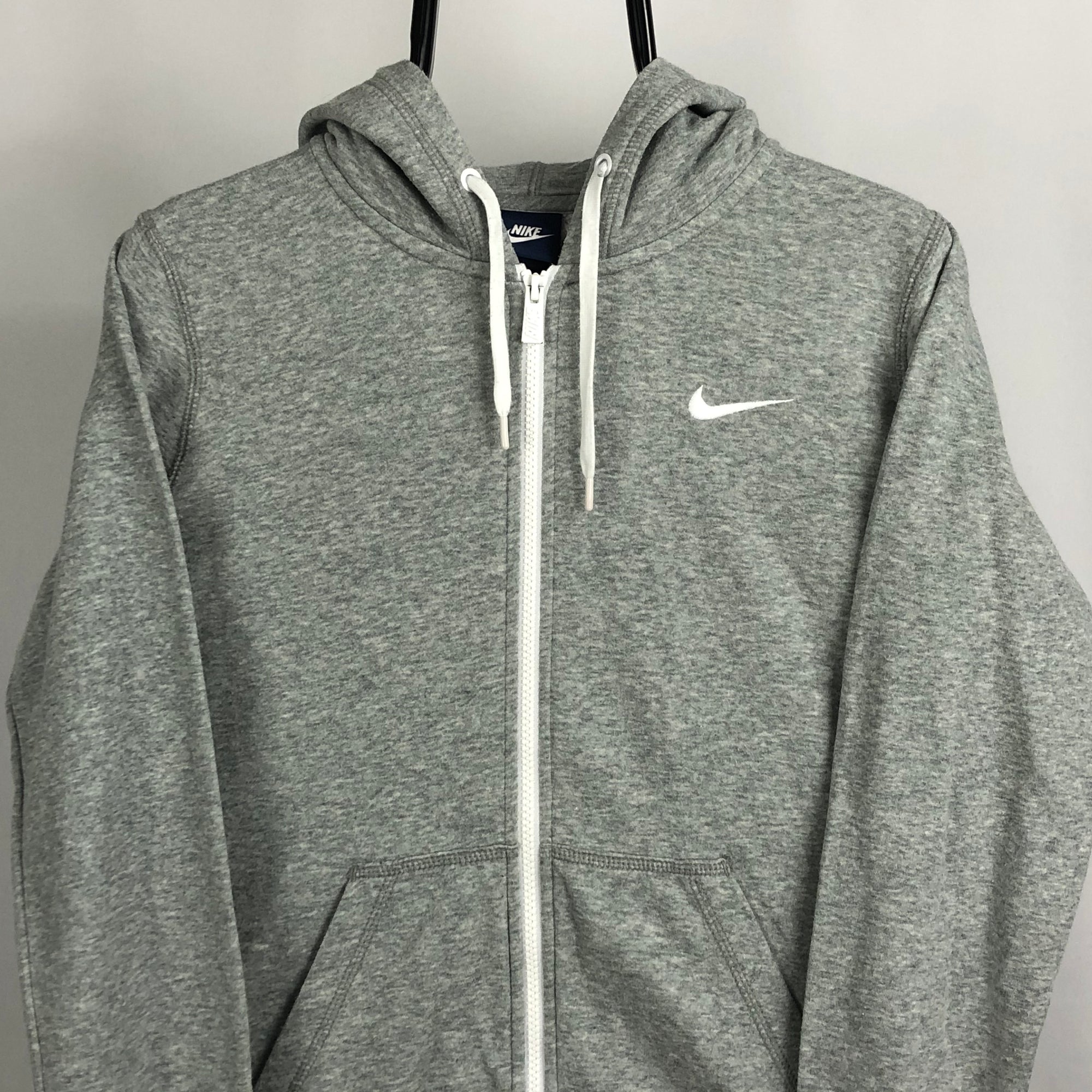 Nike Embroidered Swoosh Zip Hoodie in Grey - Men's Small/Women's Medium