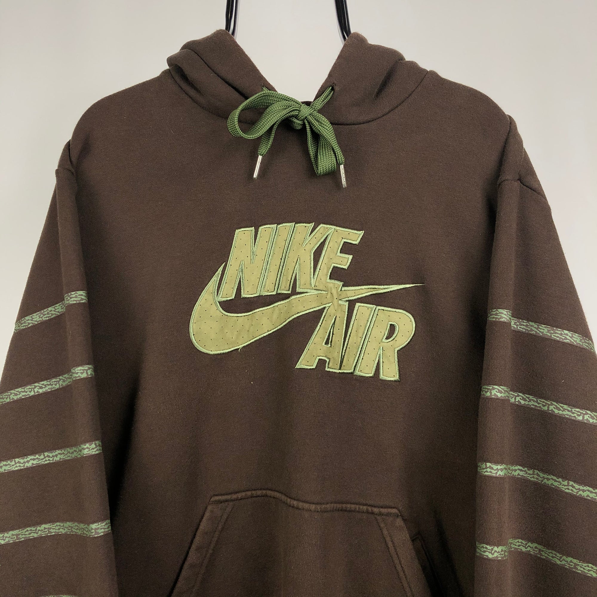Vintage Nike Air Heavyweight Hoodie in Brown/Green - Men's Large/Women's XL