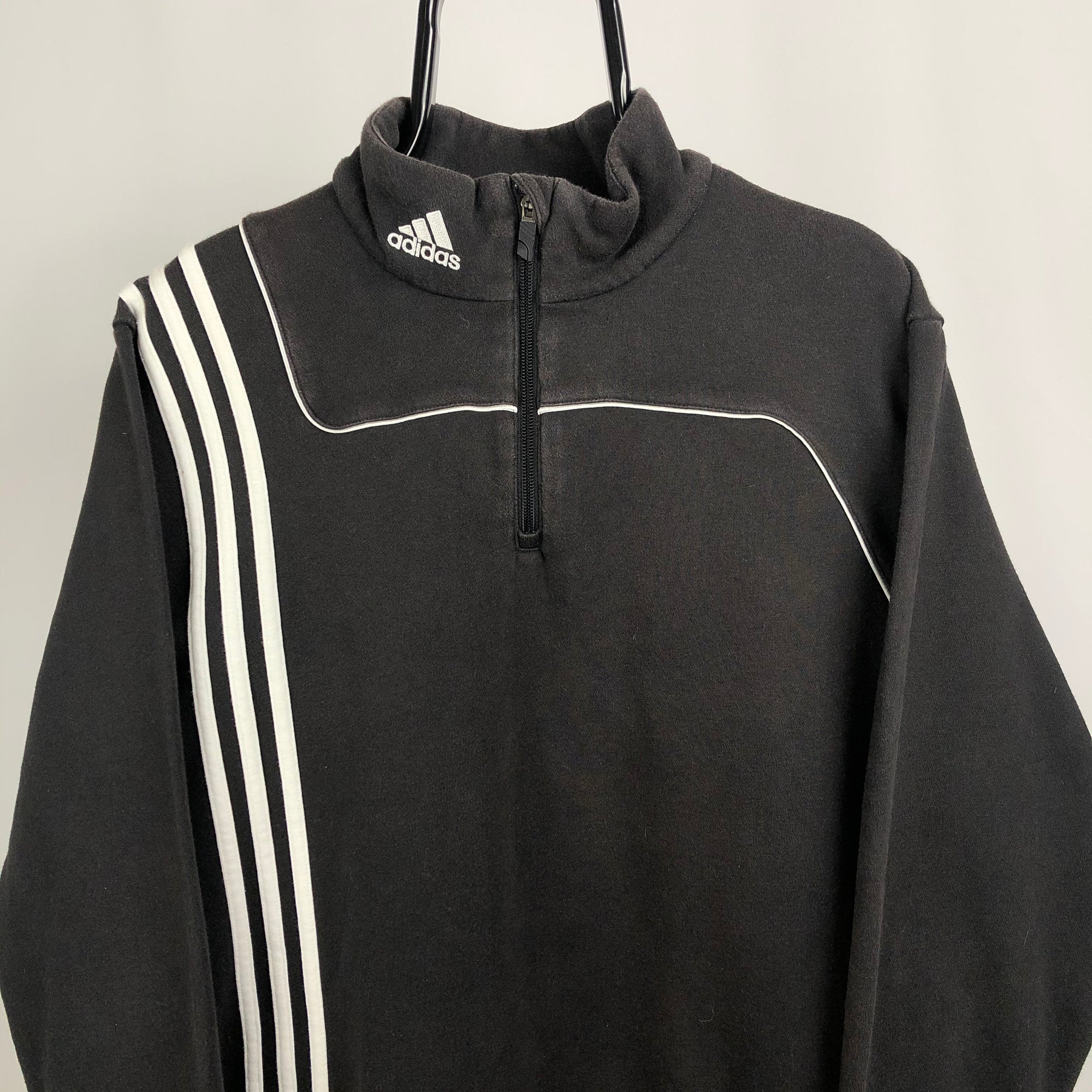 Vintage Adidas 1/4 Zip Sweatshirt in Black/White - Men's Large/Women's XL