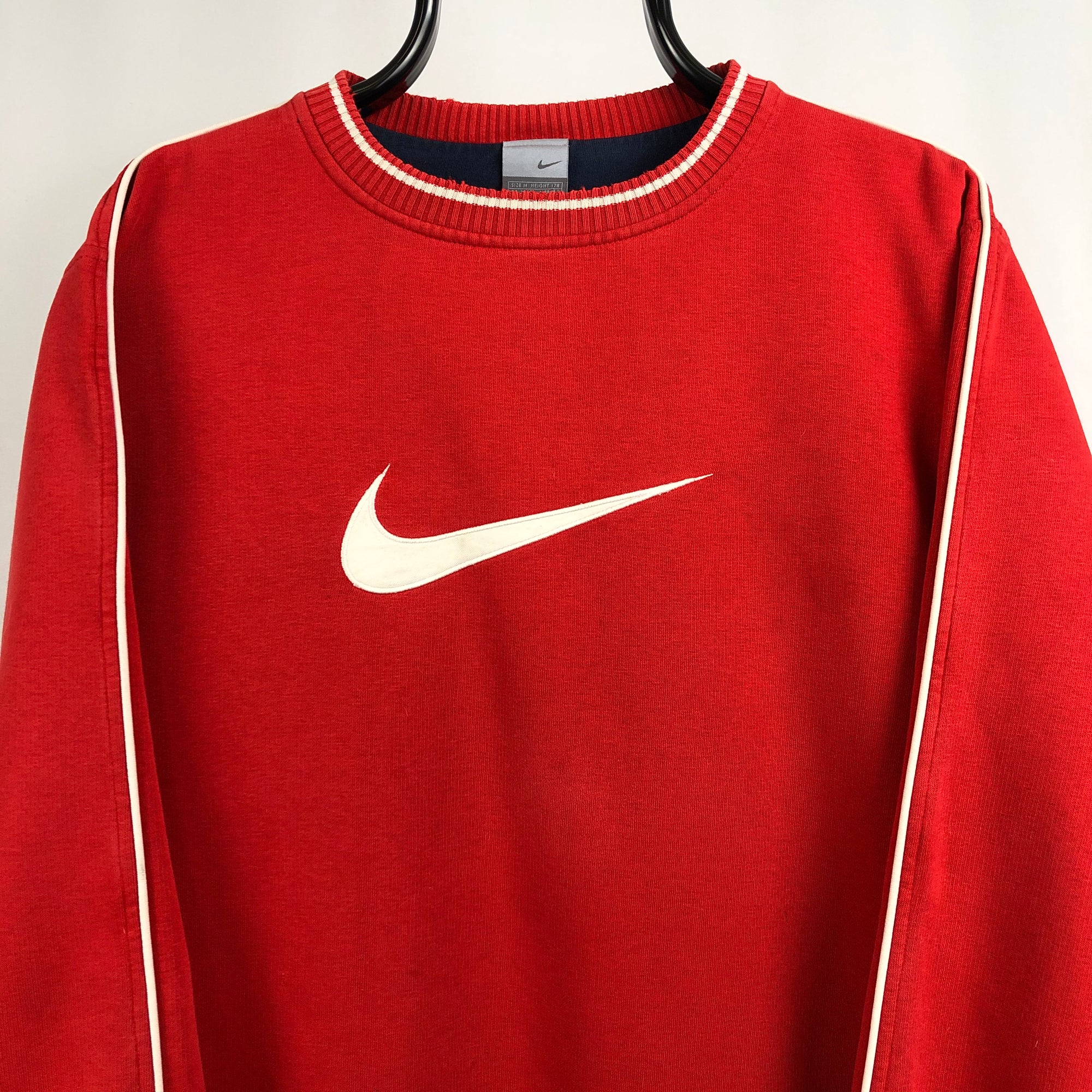Vintage Nike Embroidered Swoosh Sweatshirt in Red/White - Men's Medium/Women's Large