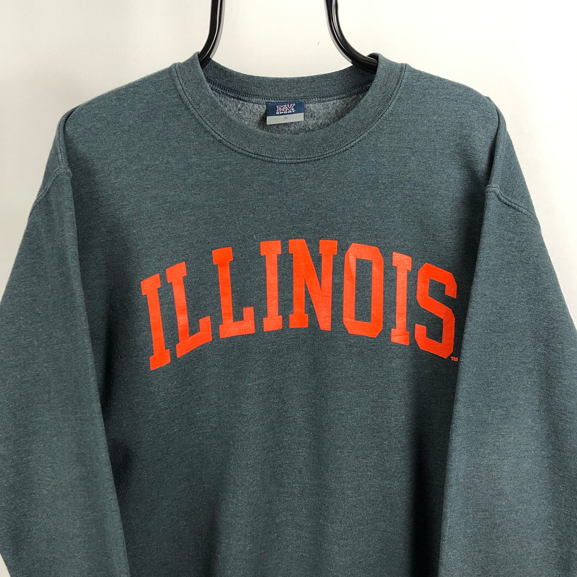 Vintage Illinois Sweatshirt in Grey/Orange - Men's Medium/Women's Large