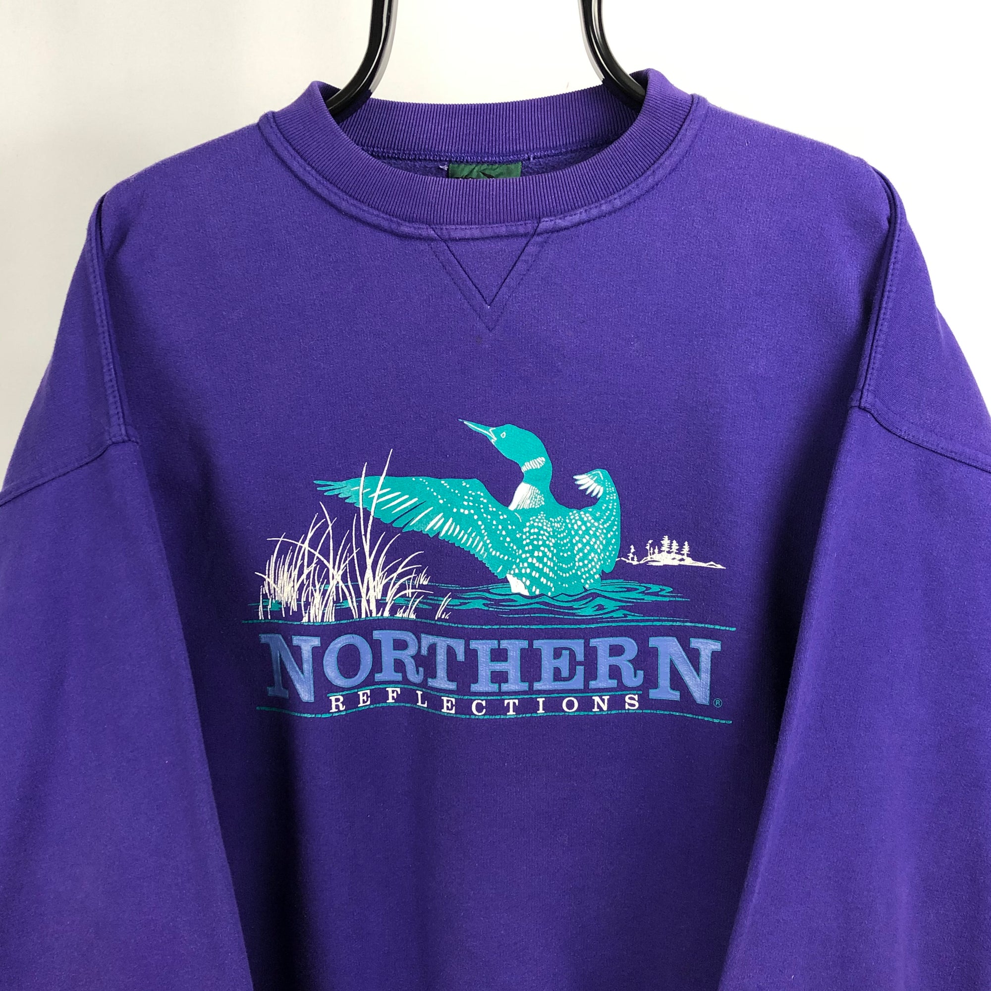 Vintage 'Northern Reflections' Heavyweight Sweatshirt in Purple/Turquoise - Men's Large/Women's XL