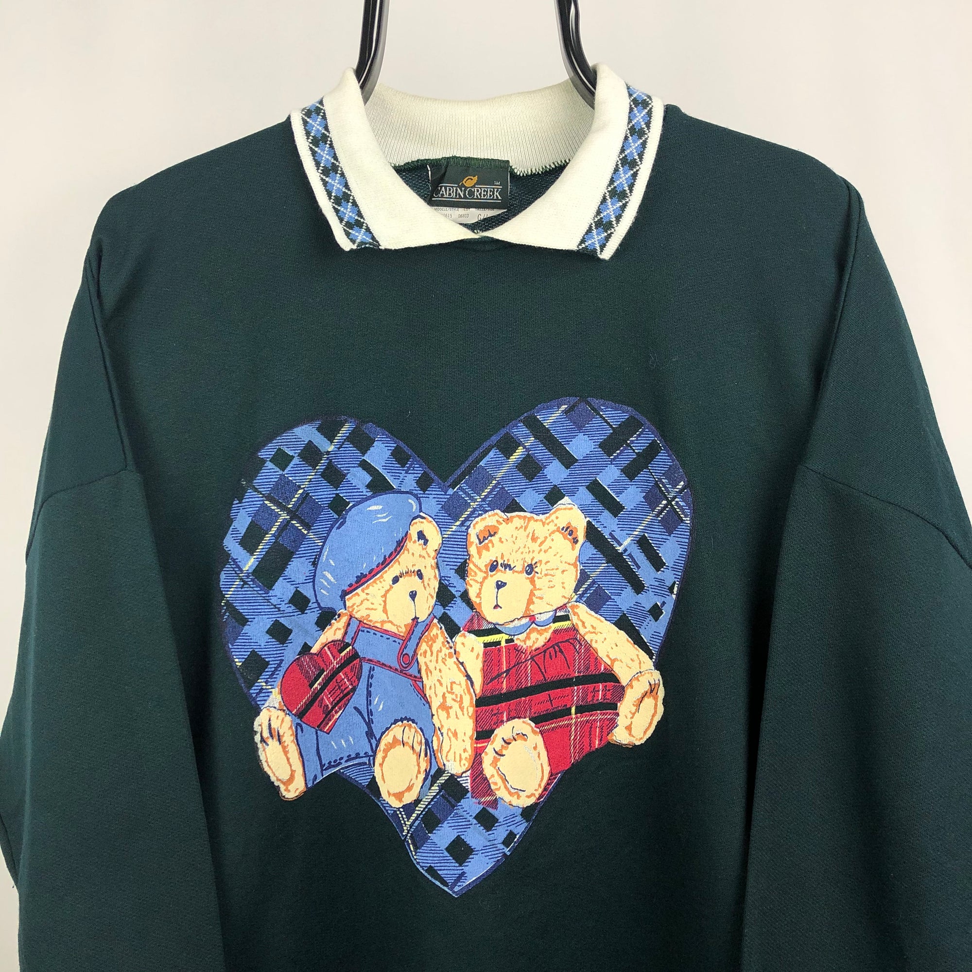 Vintage Teddy Bears Lightweight Collared Sweatshirt - Men's Large/Women's XL