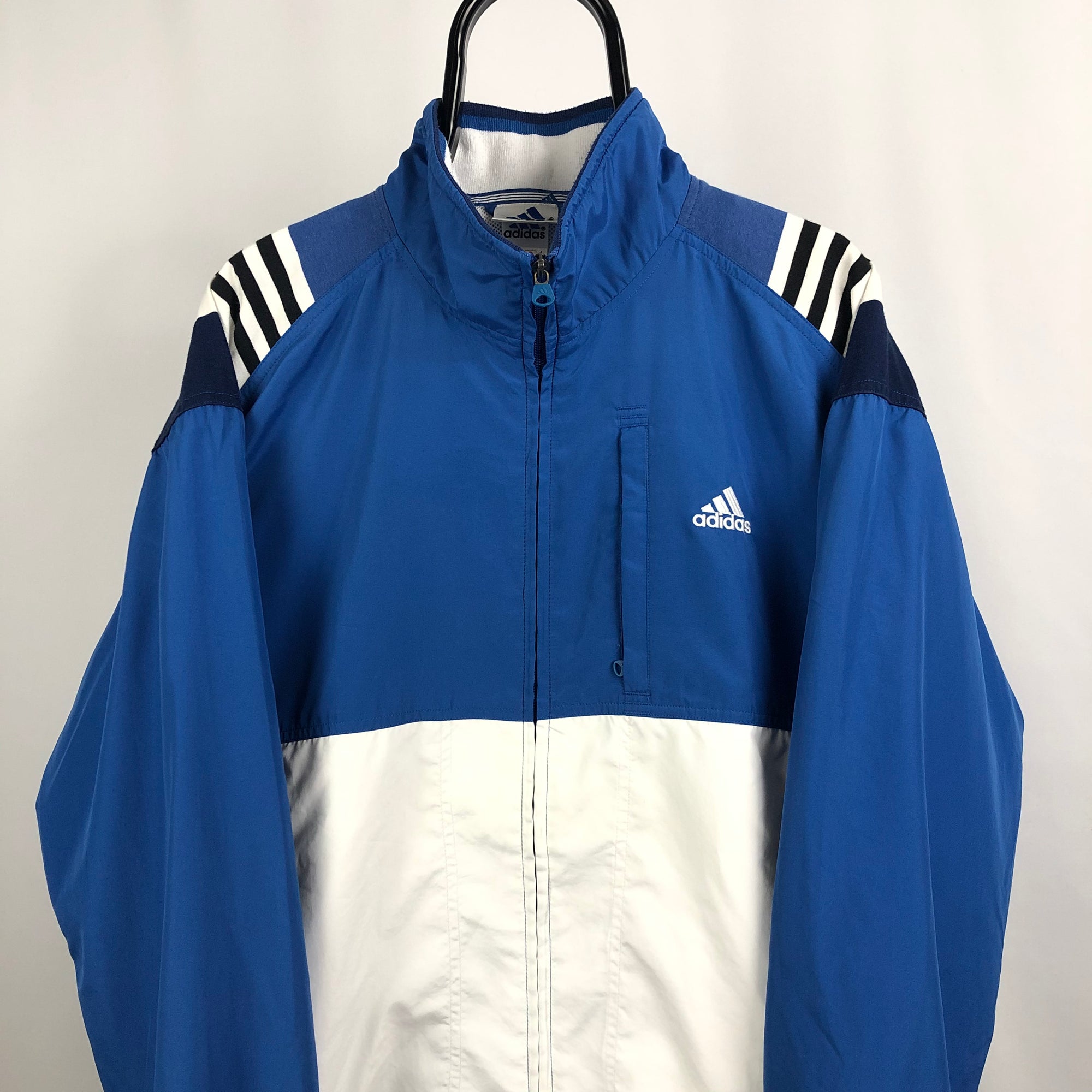 Vintage 90s Adidas Track Jacket in Blue/White - Men's Large/Women's XL