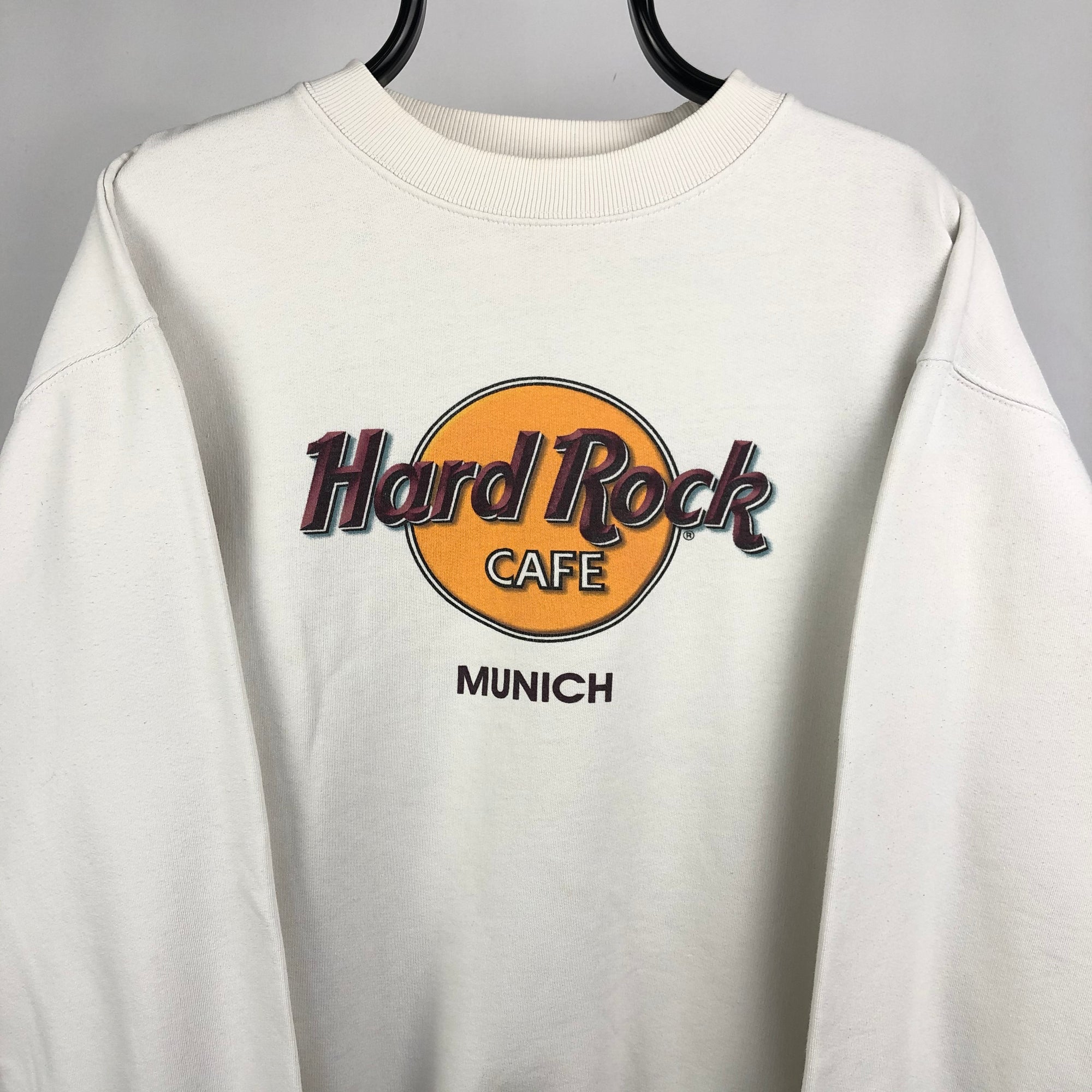 Vintage Hard Rock Cafe Munich Sweatshirt in White - Men's Medium/Women's Large