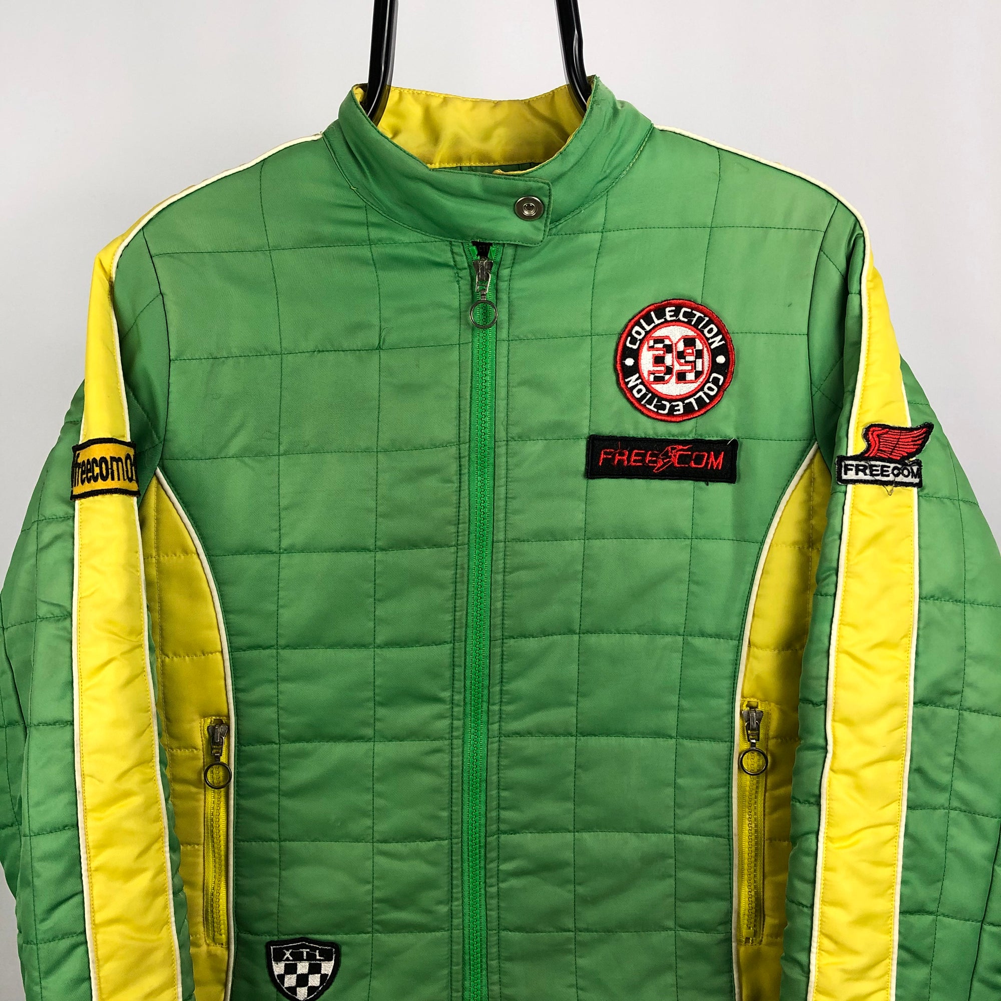 Vintage Racing Jacket in Green/Yellow - Men's XS/Women's Small