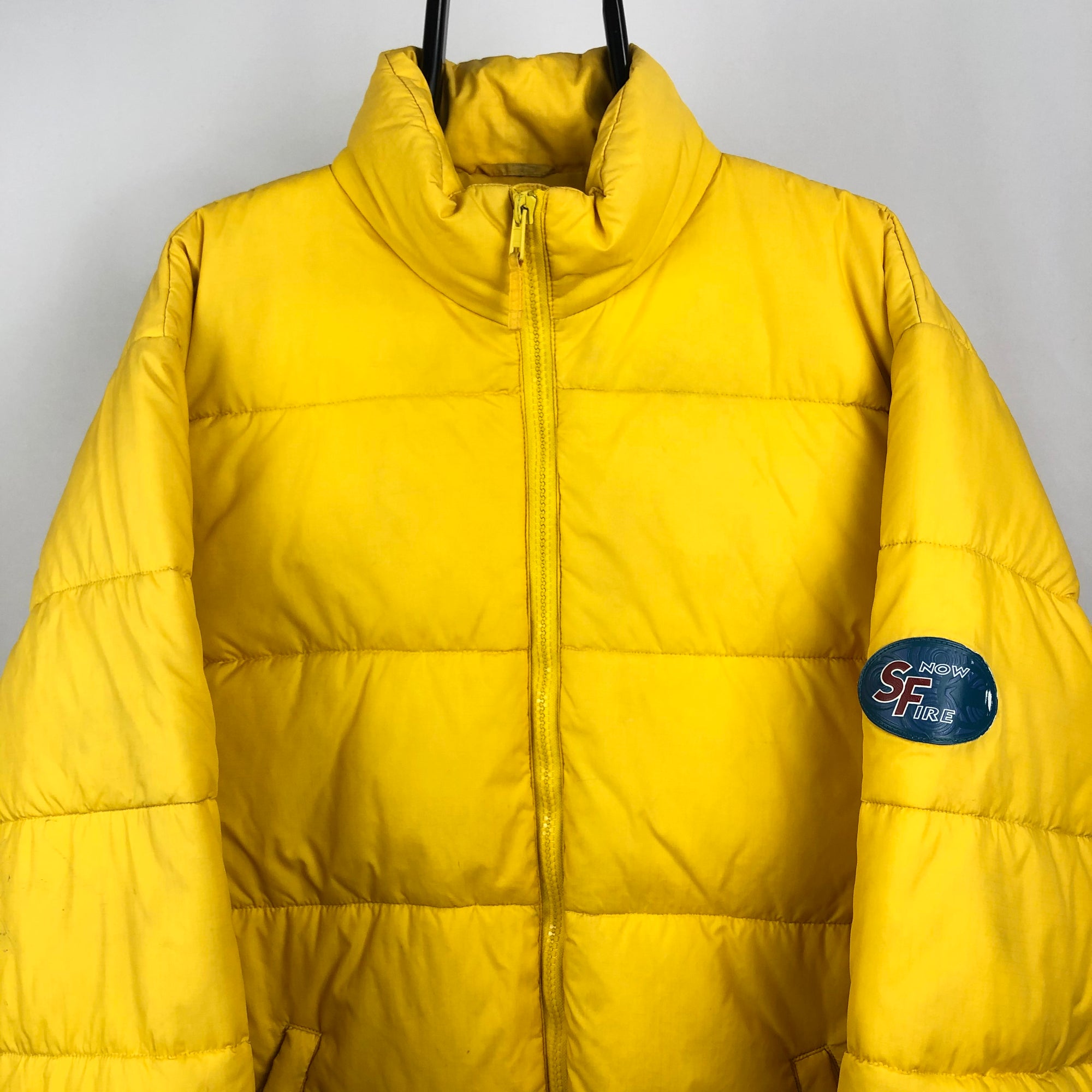 Vintage Snow Fire Down Puffer Jacket in Yellow - Men's Large/Women's XL