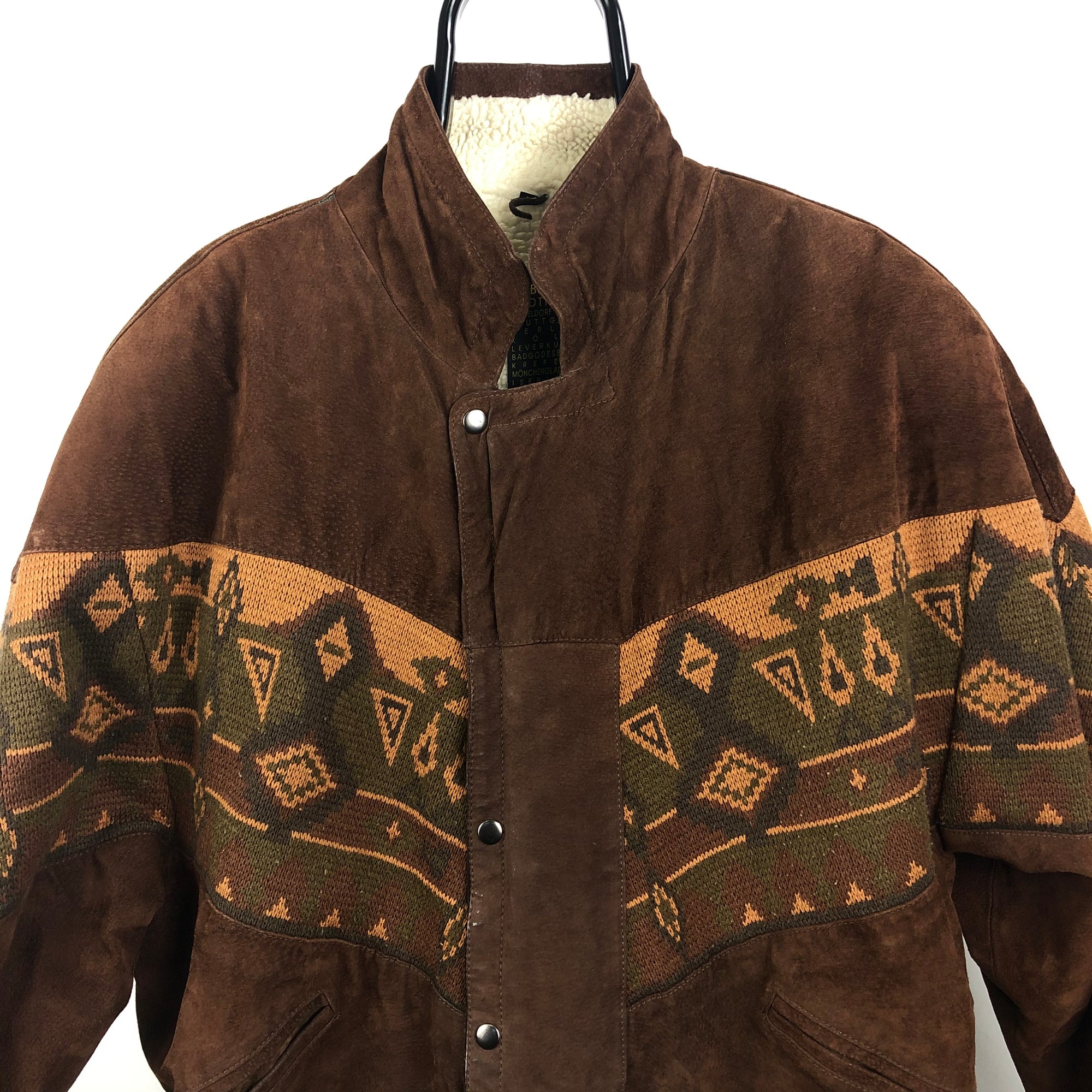 Vintage Aztec Suede Sherpa Lined Jacket - Men's XL/Women's XXL