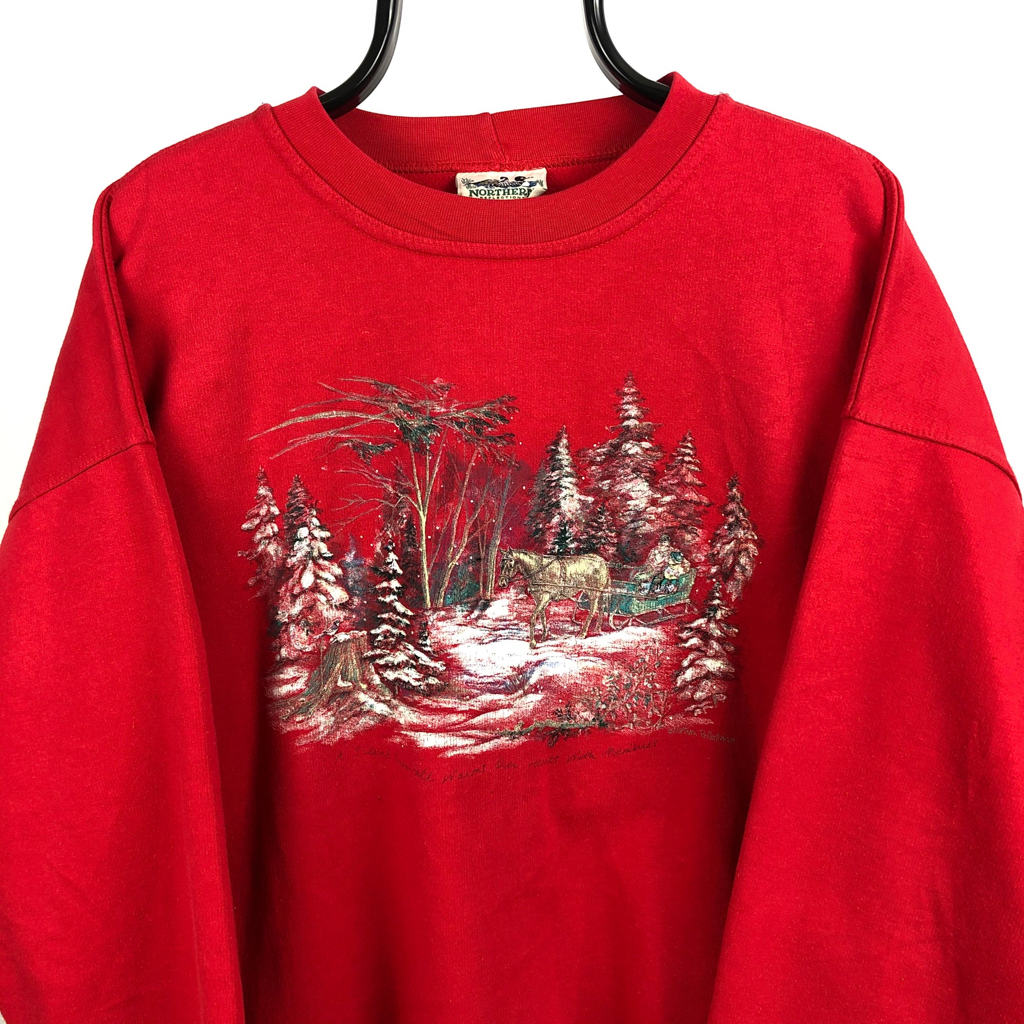 Vintage 90s Snowfall Scene Sweatshirt - Men's Large/Women's XL