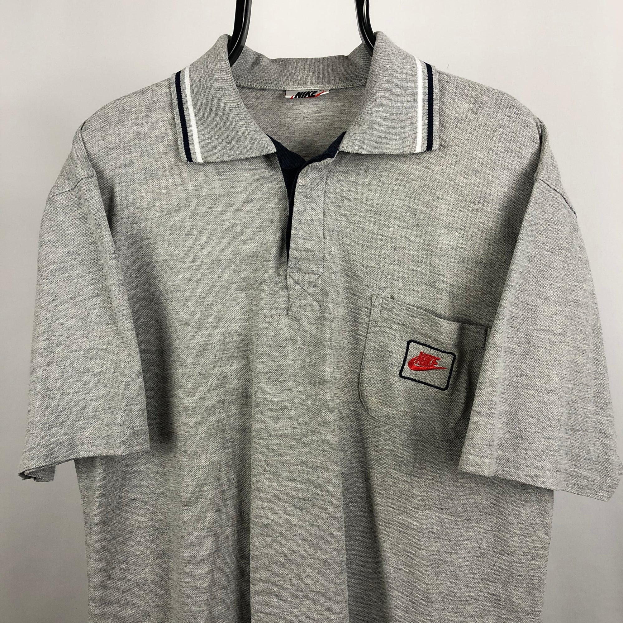 Vintage 90s Nike Polo Shirt in Grey - Men's Medium/Women's Large