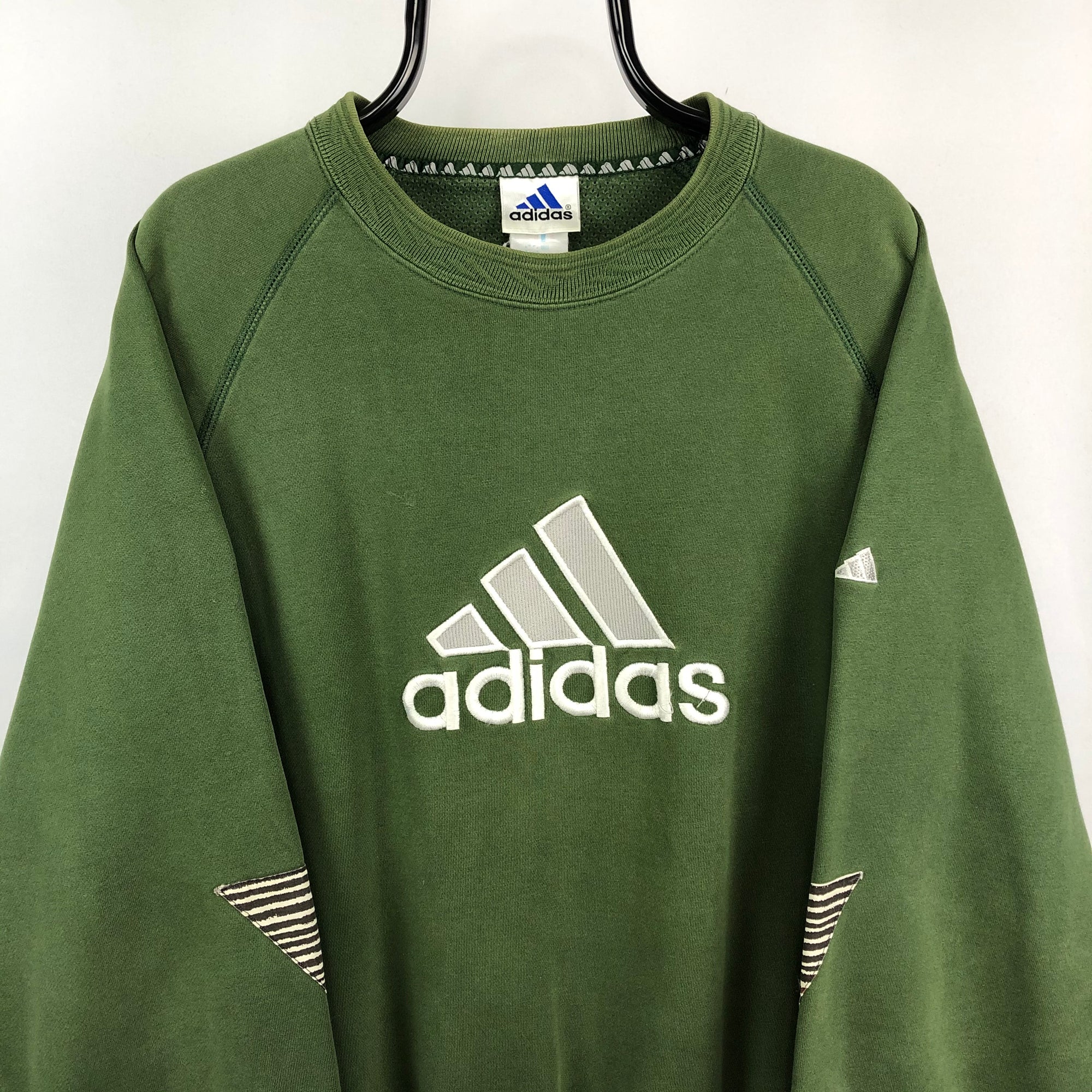 Vintage 90s Adidas Spellout Sweatshirt in Forest Green - Men's Large/Women's XL