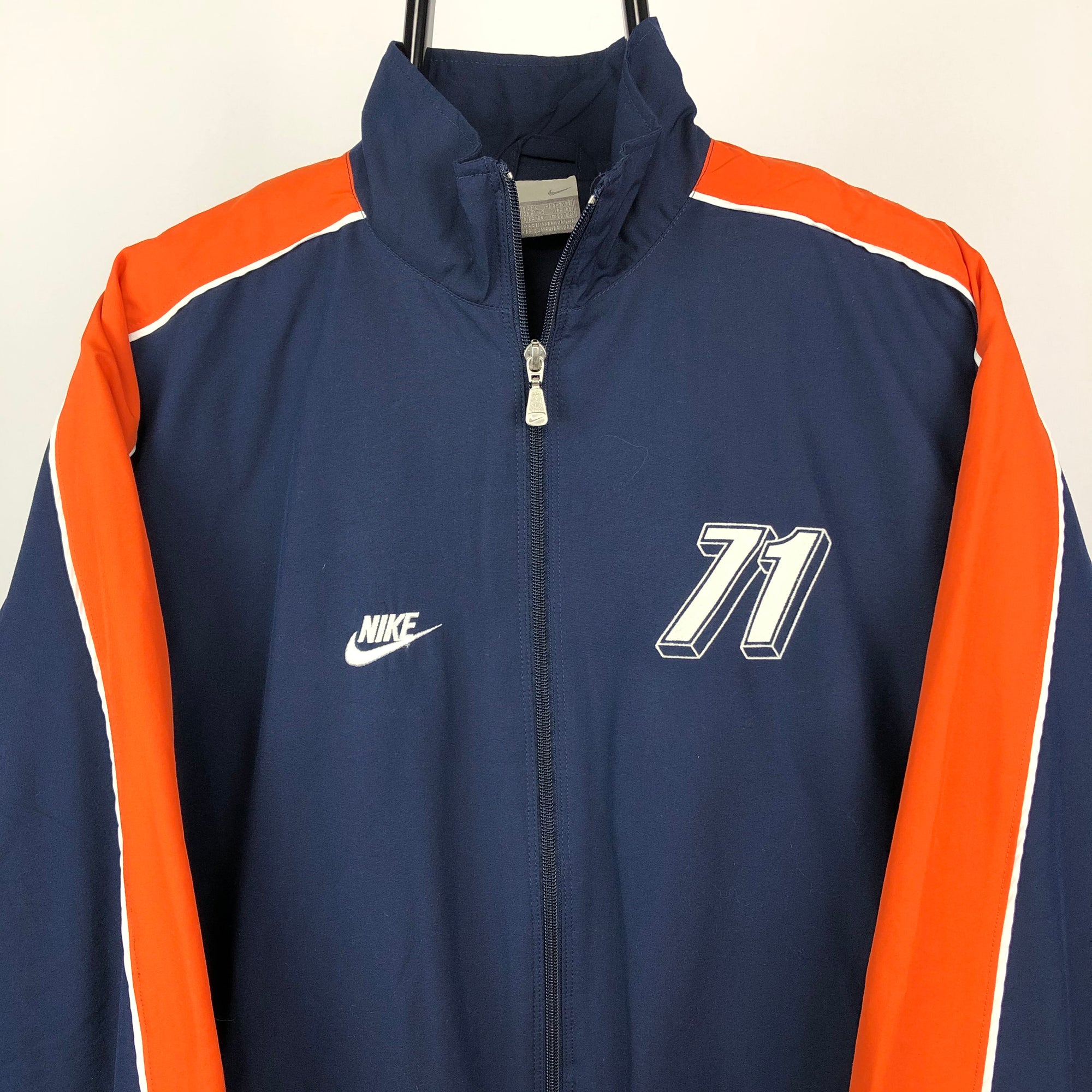 Vintage Nike Track Jacket in Navy/Orange - Men's Large/Women's XL