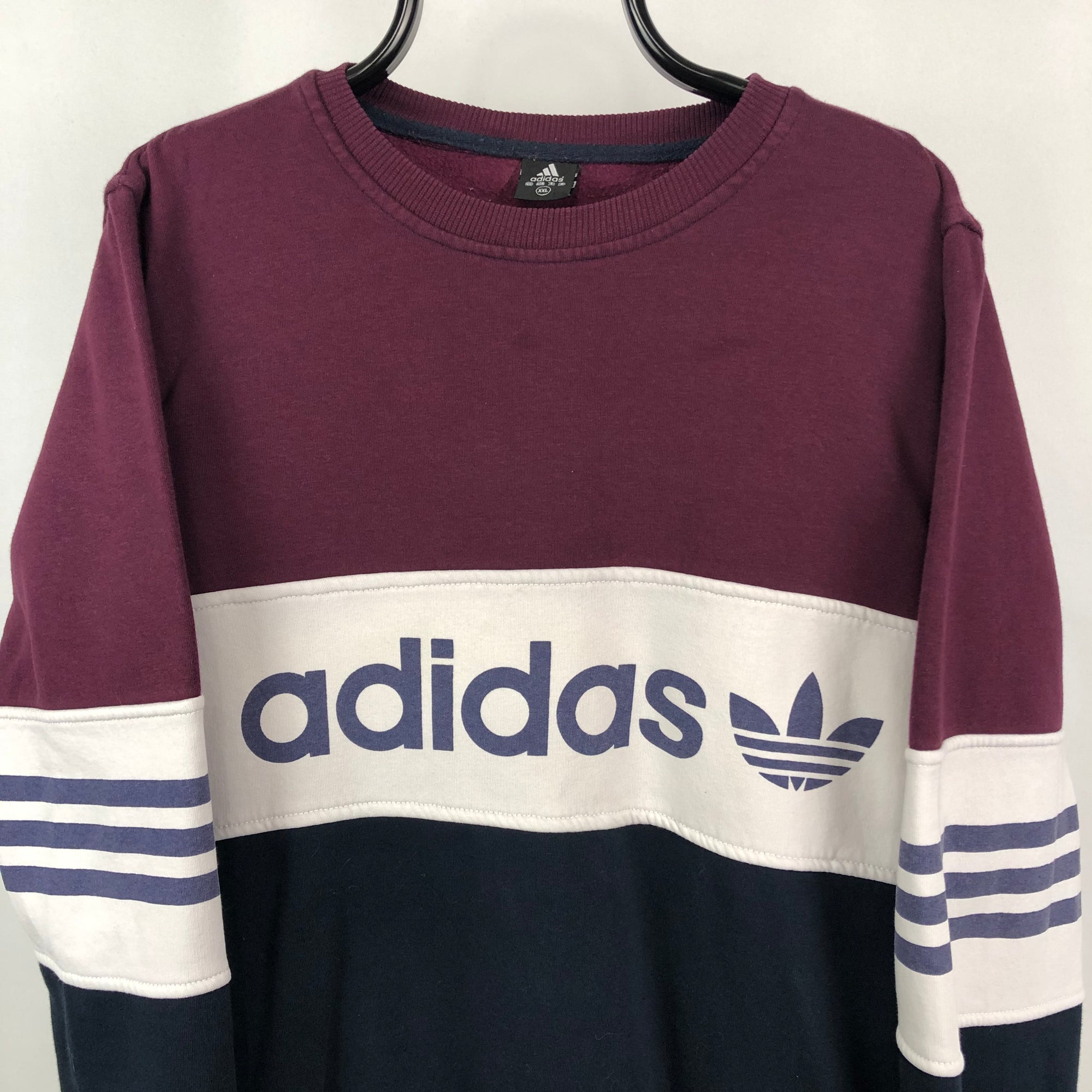 Vintage Adidas Colourblock Spellout Sweatshirt - Men's Medium/Women's Large