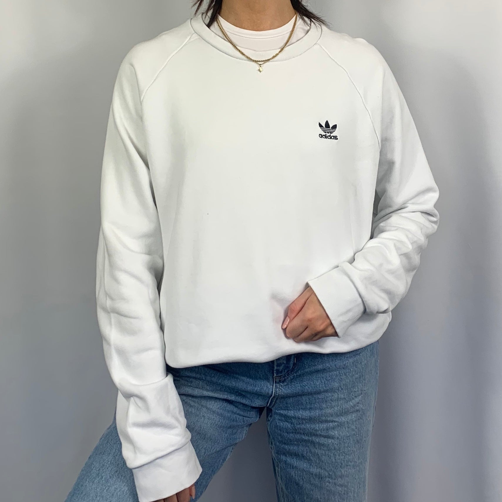 Vintage Adidas Originals Sweatshirt With Embroidered Logo - Women's Large/ Men's Small