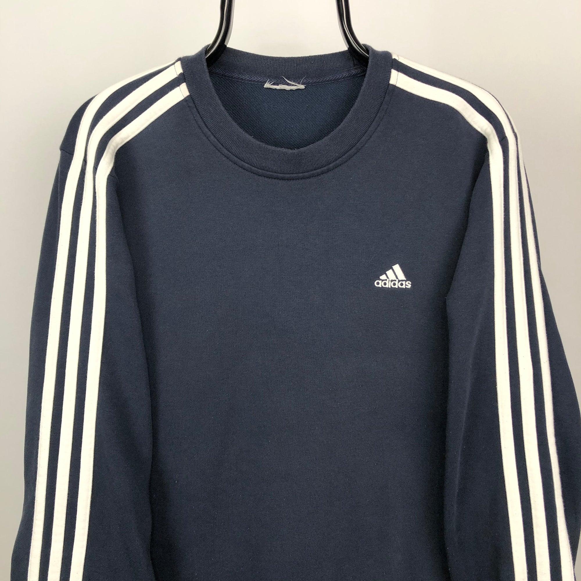 Vintage Adidas Embroidered Small Logo Sweatshirt in Navy - Men's Medium/Women's Large