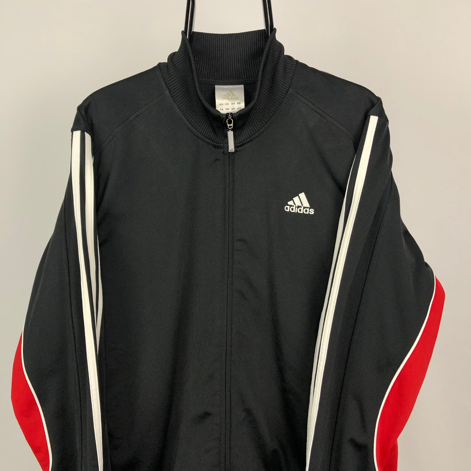 Adidas Track Jacket in Black/Red/White - Men's Large/Women's XL