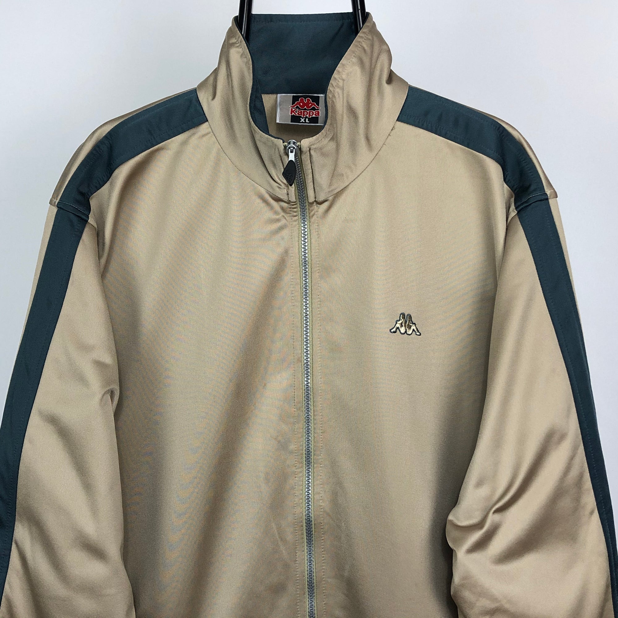 Vintage Kappa Track Jacket in Gold/Petrol Blue - Men's Large/Women's XL