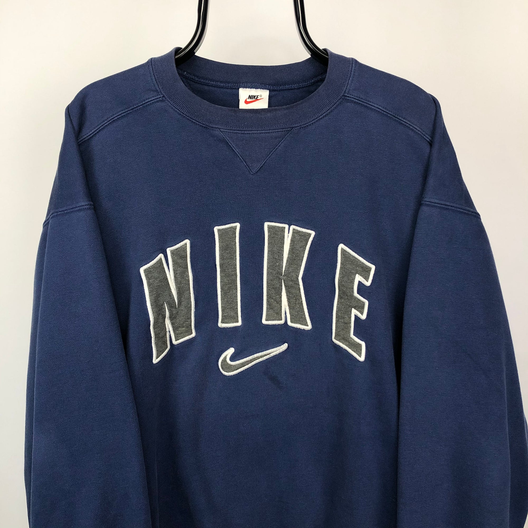 Vintage 90s Nike Spellout Sweatshirt in Navy - Men's Large/Women's XL