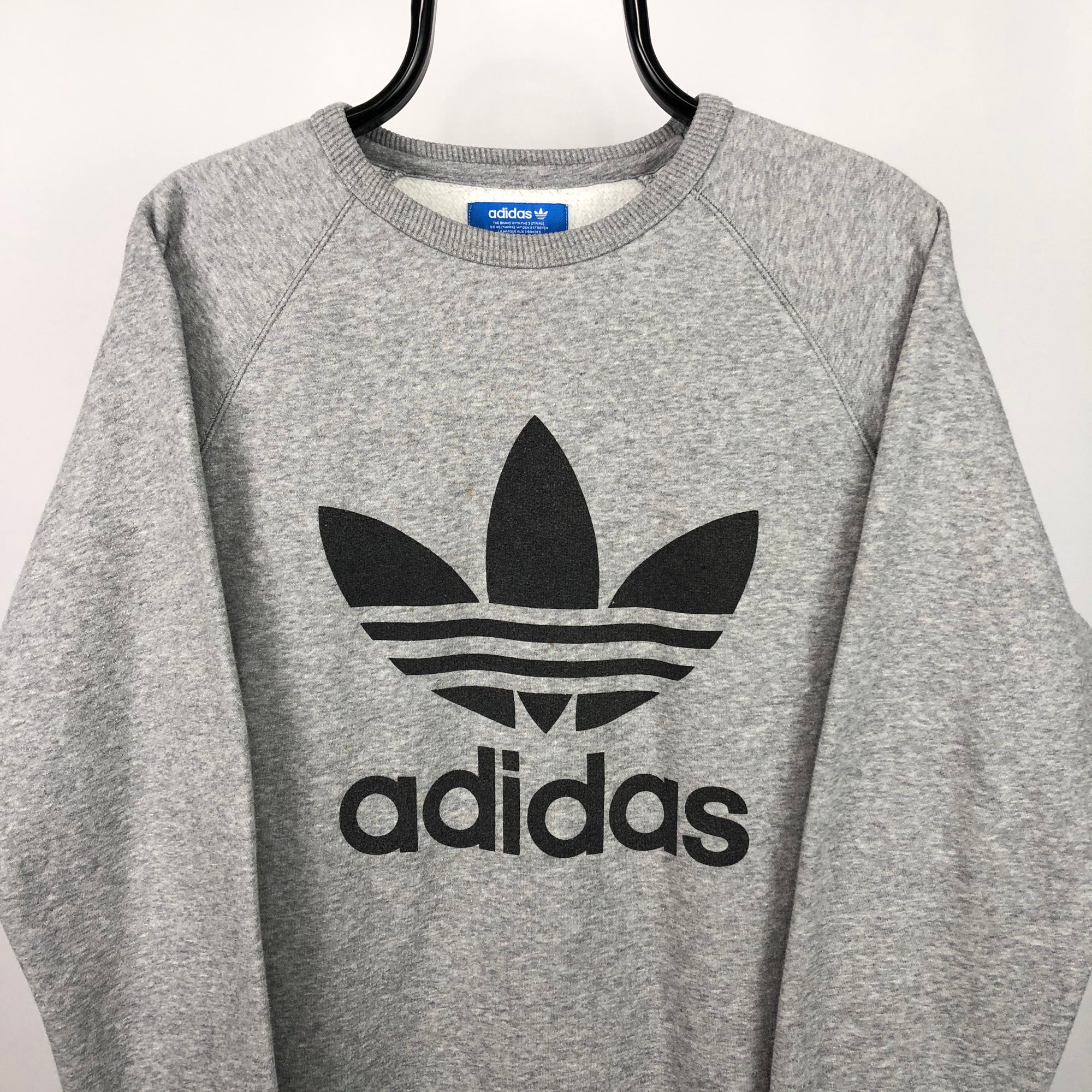 Adidas Spellout Sweatshirt in Grey/Black - Men's Small/Women's Medium