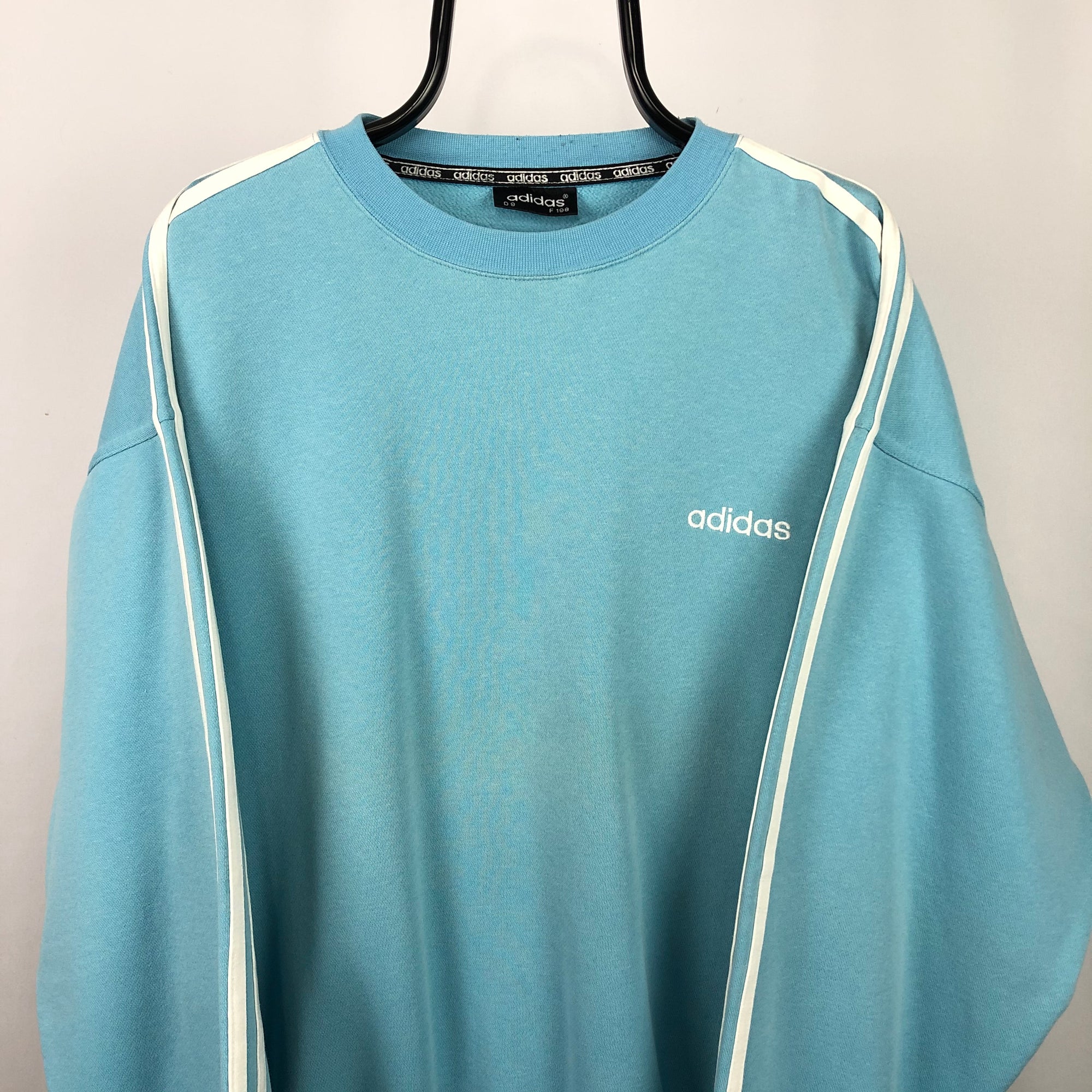 Vintage 90s Adidas Sweatshirt in Baby Blue/White - Men's XL/Women's XXL