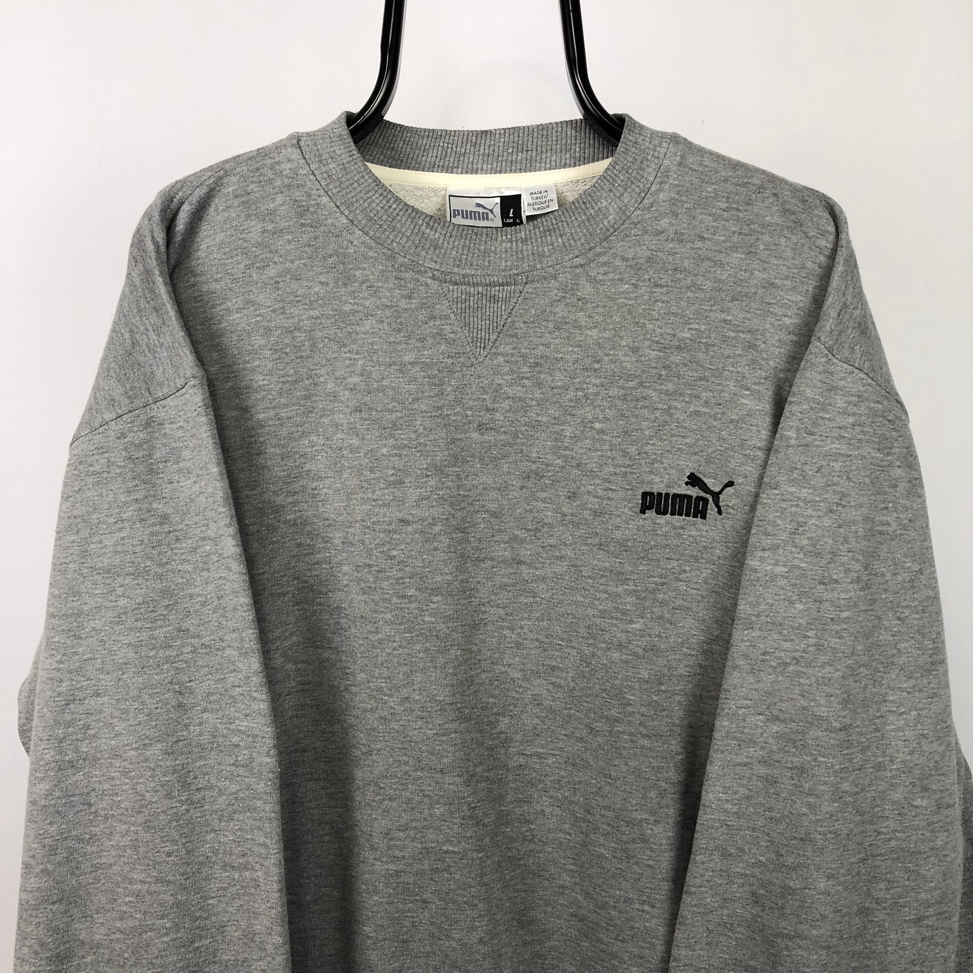 Vintage Puma Embroidered Small Logo Sweatshirt in Grey - Men's XL/Women's XXL