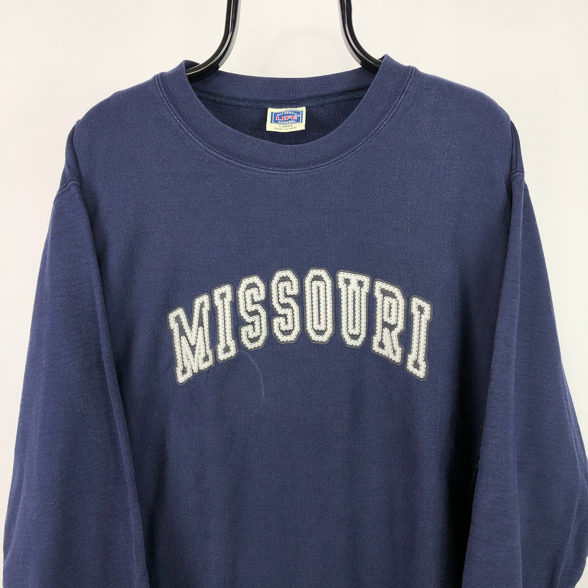 Vintage Missouri US College Sweatshirt in Navy - Men's Large/Women's XL