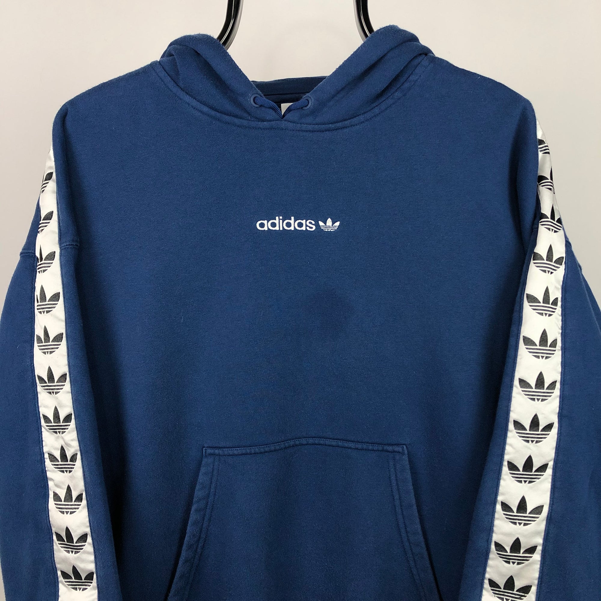 Adidas Centre Spellout Hoodie in Navy - Men's Medium/Women's Large