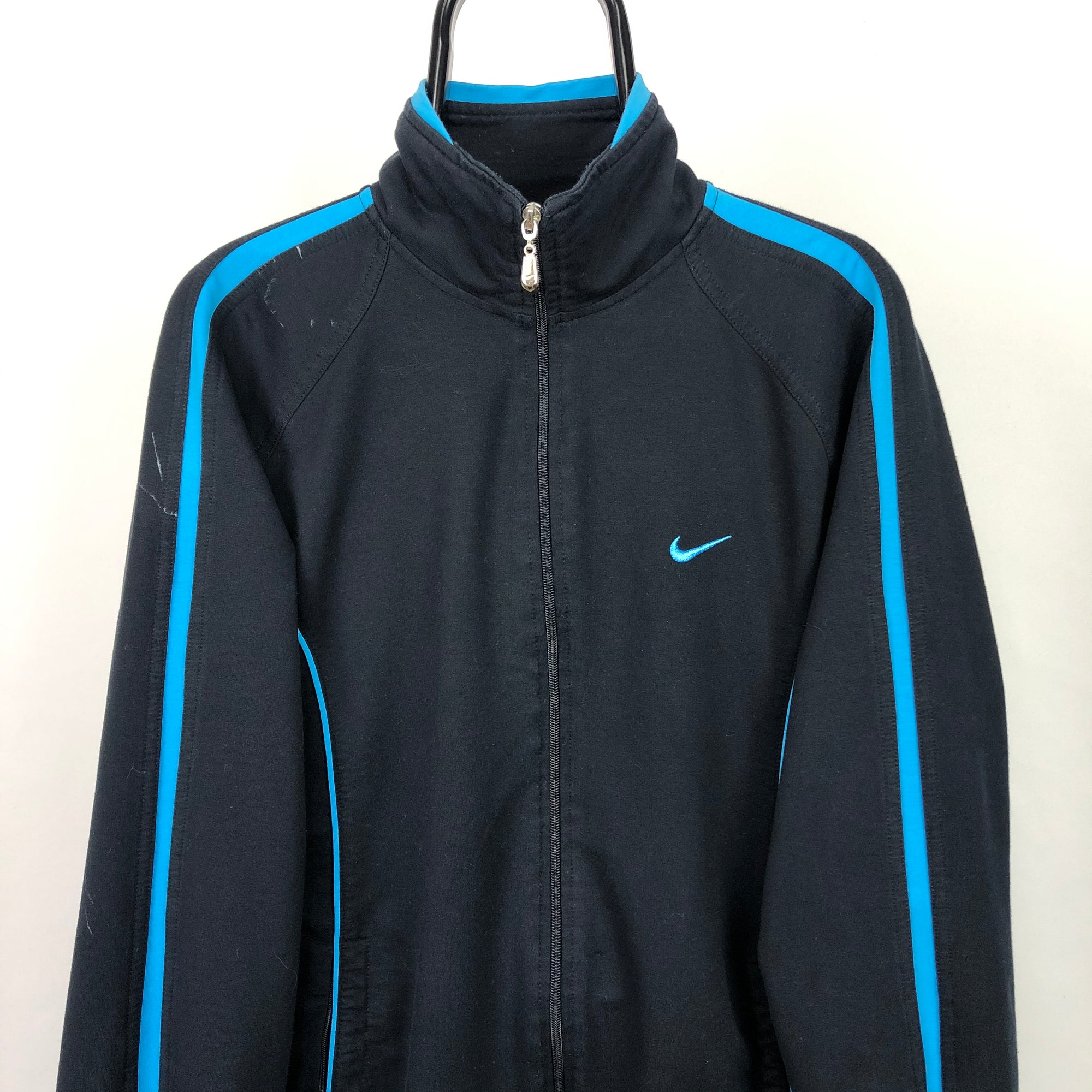 Vintage Nike Track Jacket in Black/Blue - Men's Medium/Women's Large