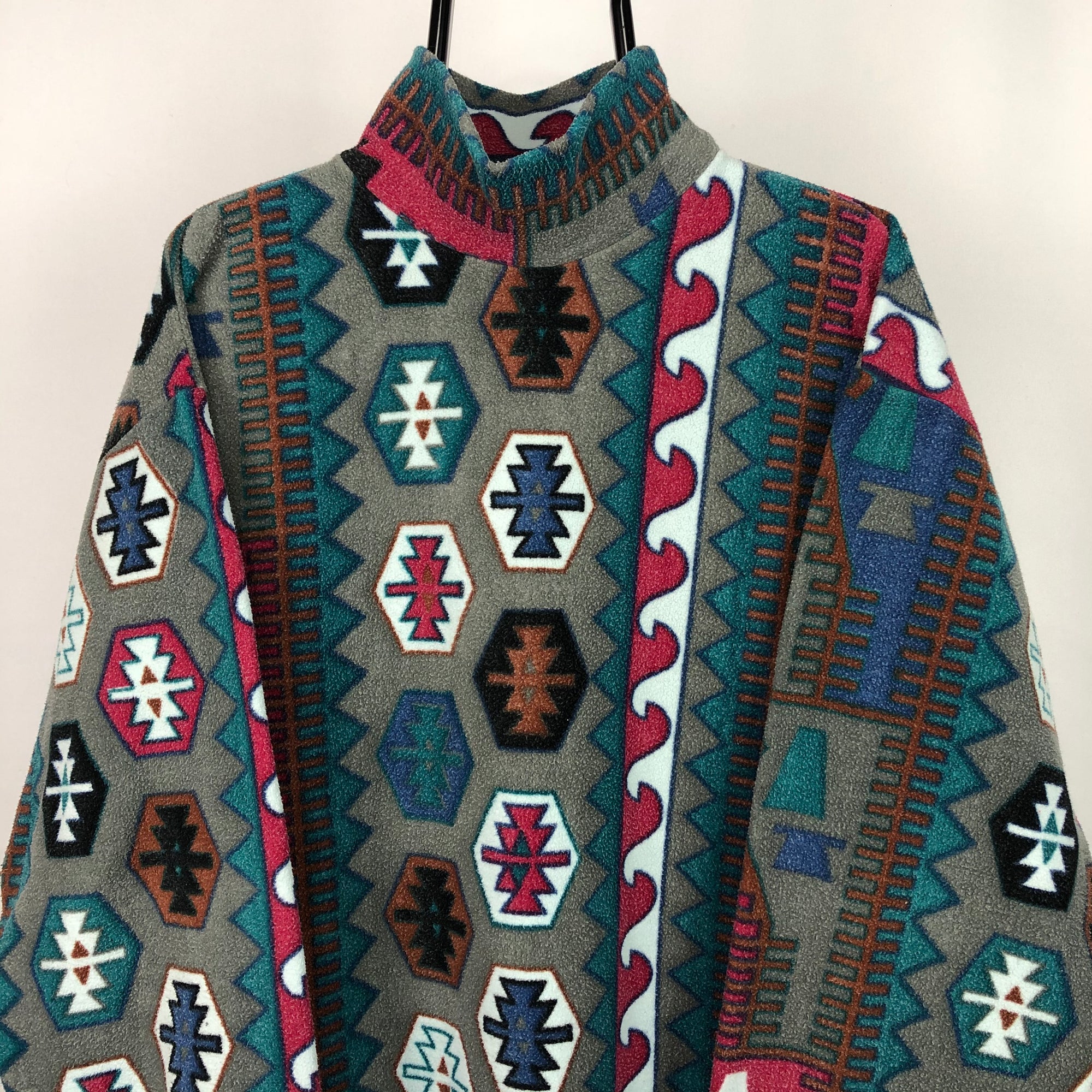 Vintage Aztec Print Fleece Sweatshirt - Men's Large/Women's XL