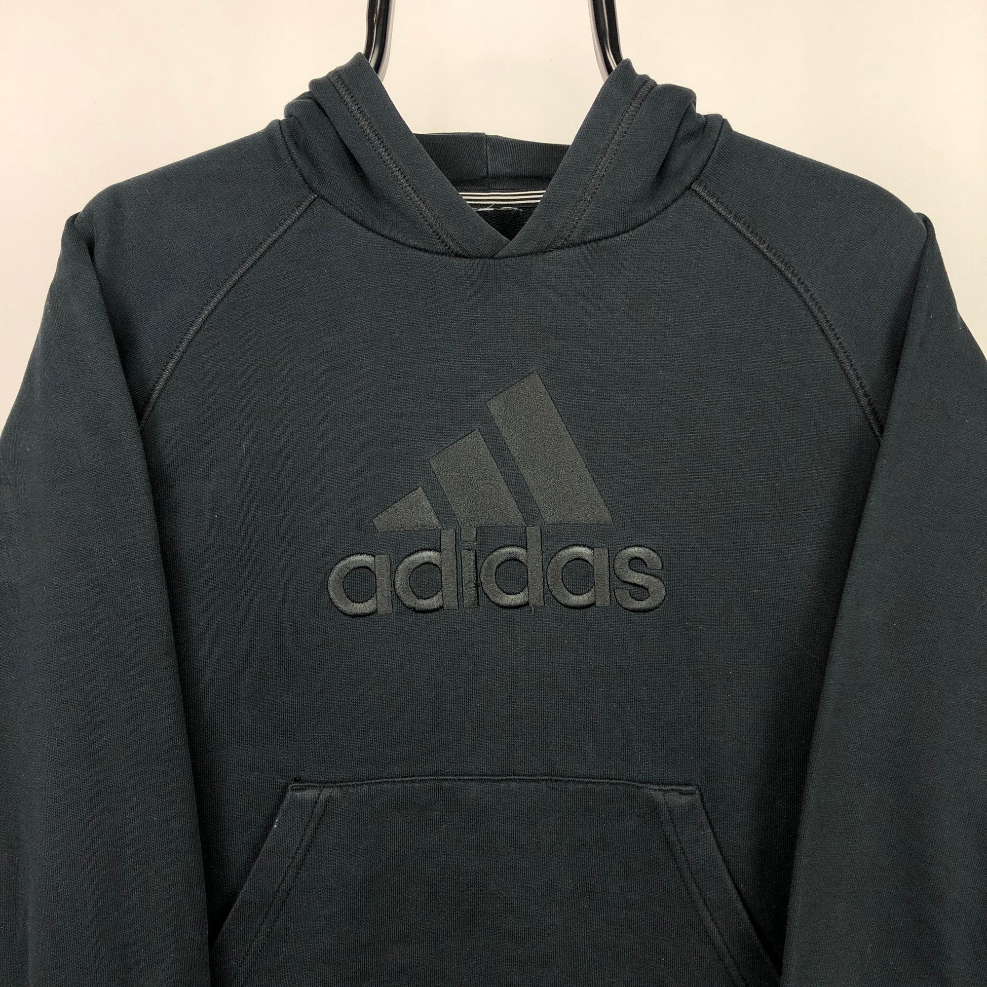 Vintage Adidas Spellout Hoodie in Black - Men's XS/Women's Small