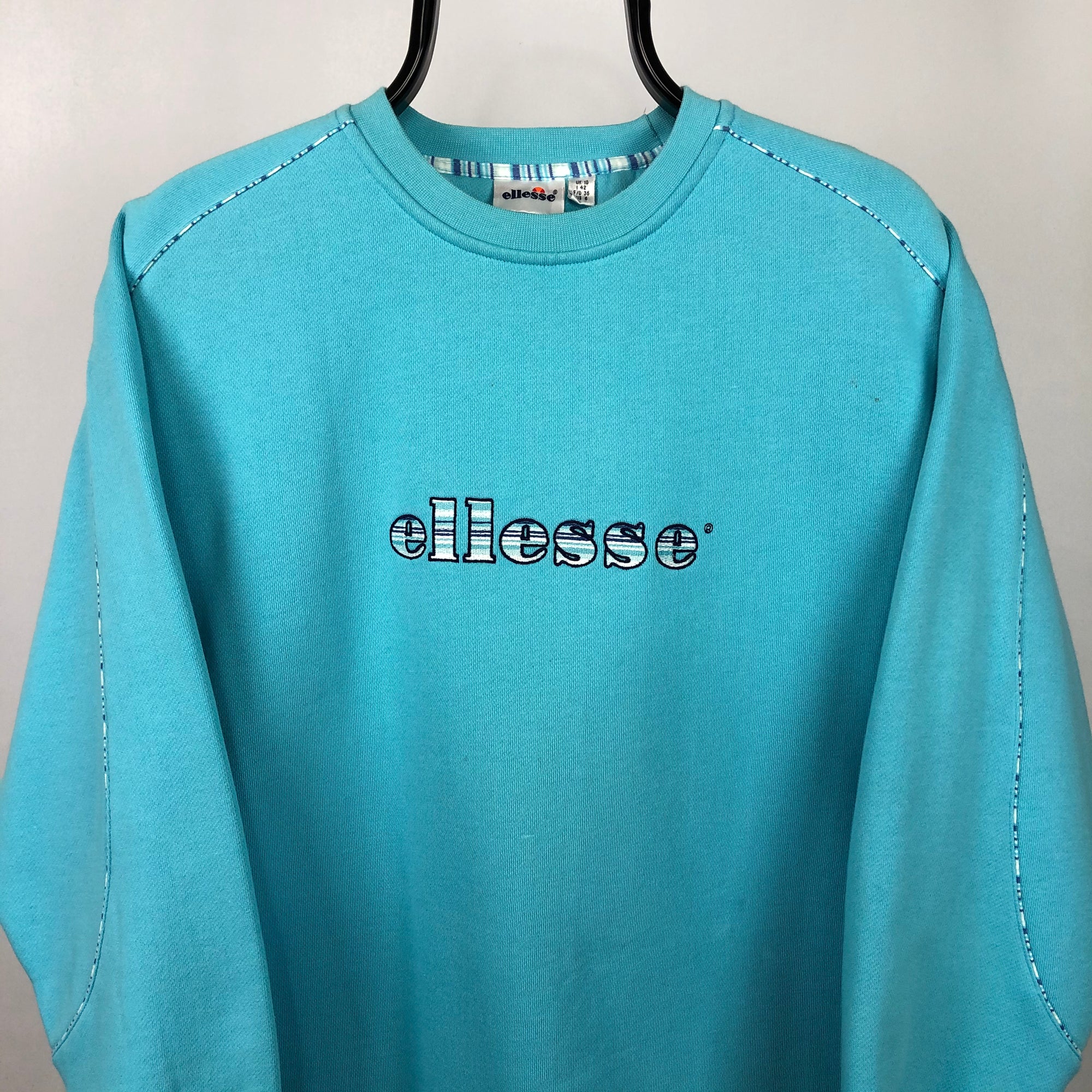 Vintage 90s Ellesse Spellout Sweatshirt in Light Blue - Men's Small/Women's Medium