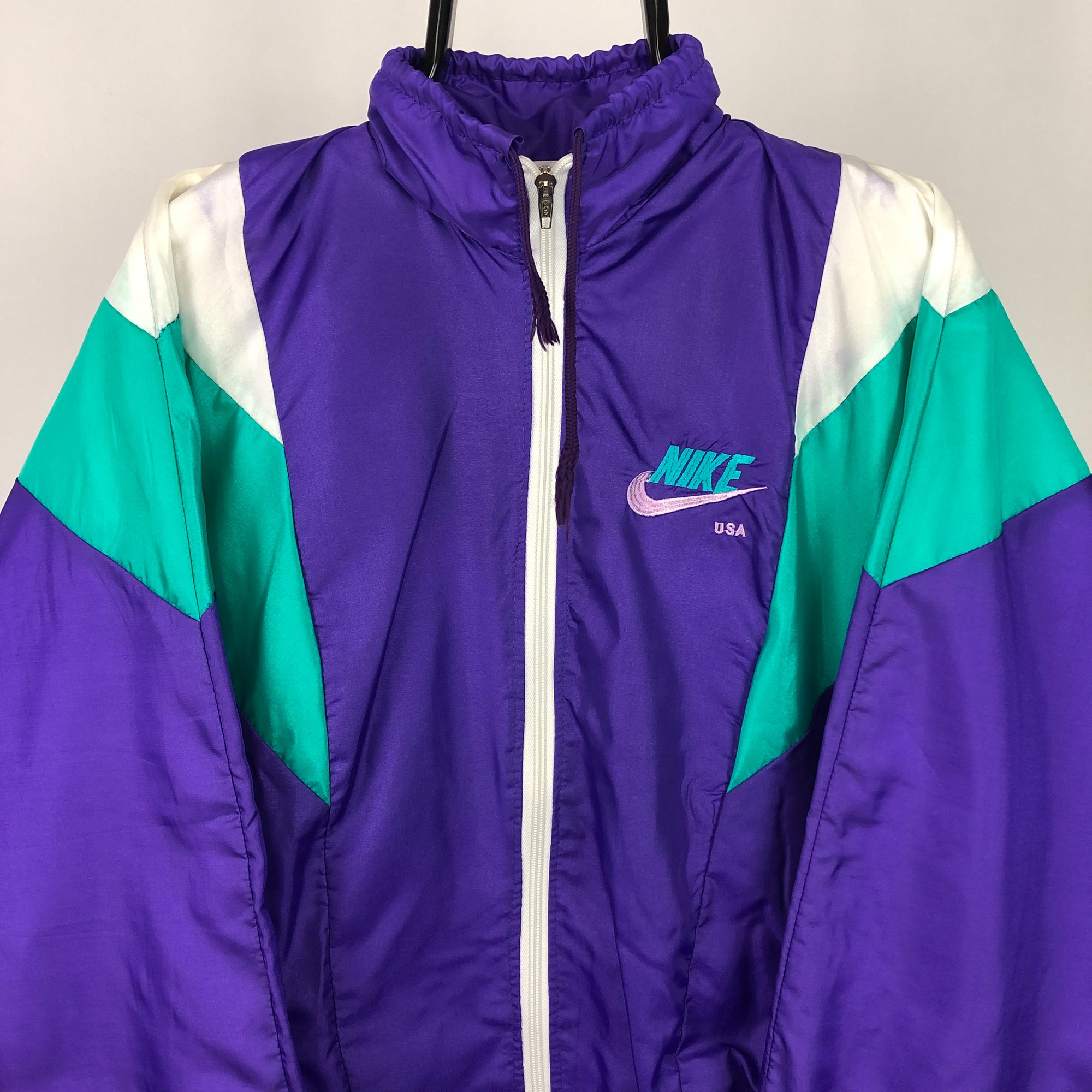 Vintage 90s Nike Shell Jacket in Purple/Turquoise/White - Men's Medium/Women's Large