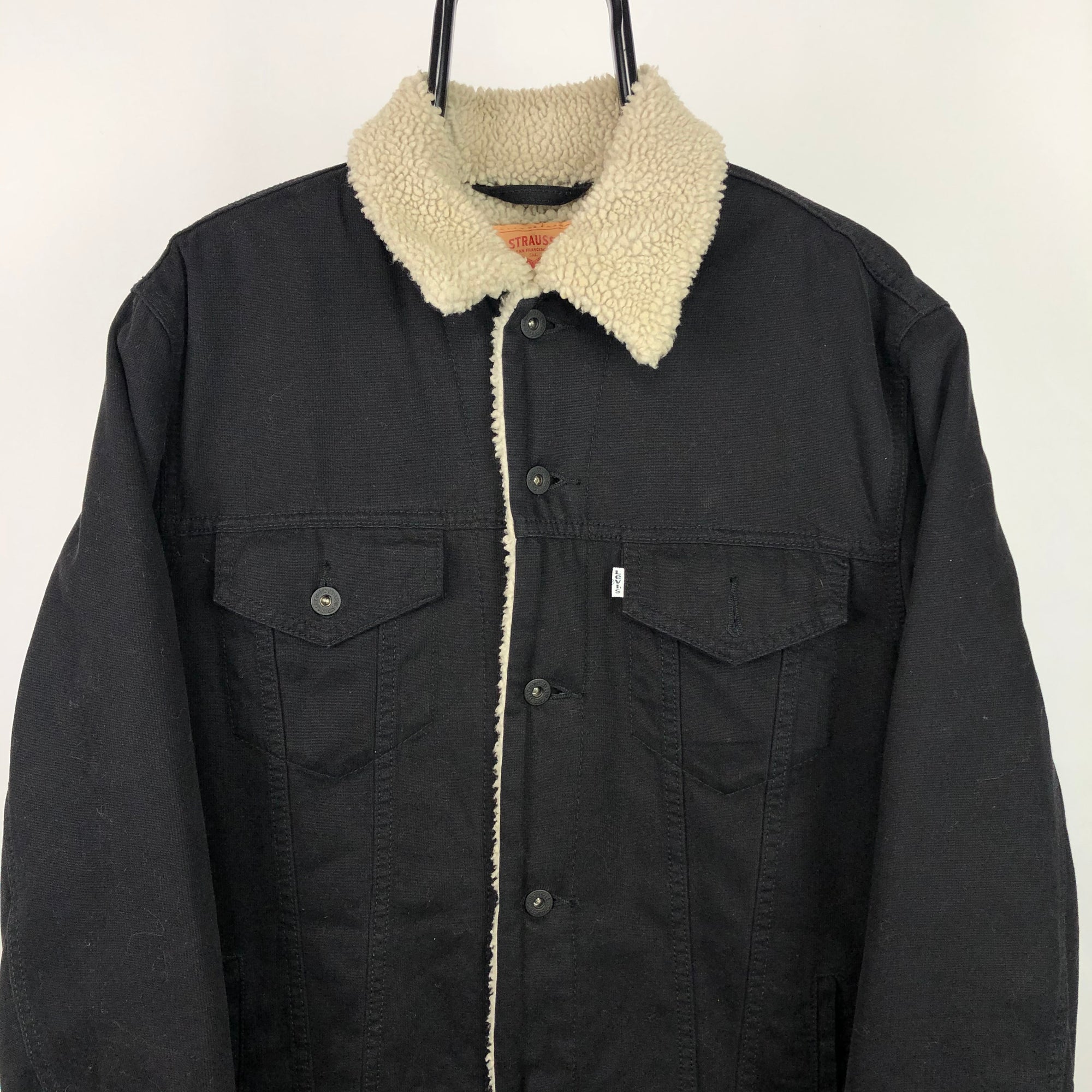 Vintage Levi's Sherpa Lined Canvas Jacket in Black - Men's Medium/Women's Large