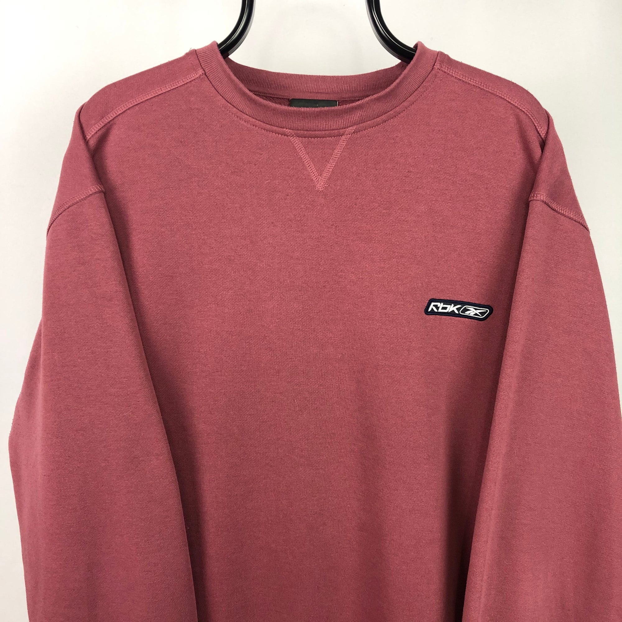 Vintage Reebok Small Logo Sweatshirt in Deep Pink - Men's XL/Women's XXL