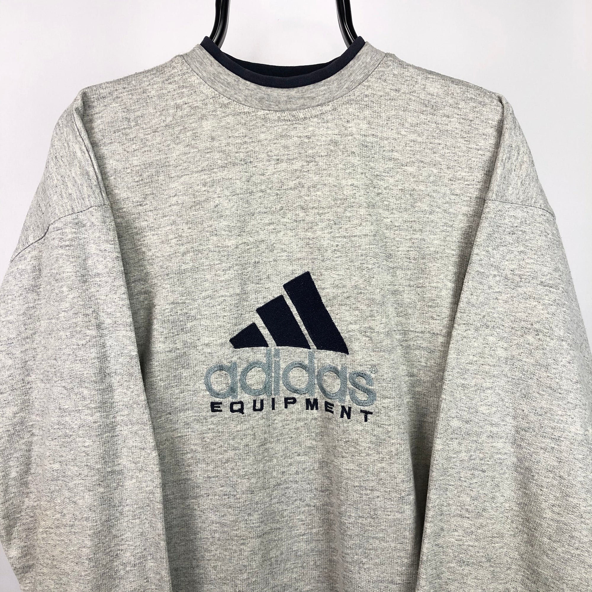 Vintage 90s Adidas Equipment Sweatshirt in Grey/Navy - Men's Large/Women's XL