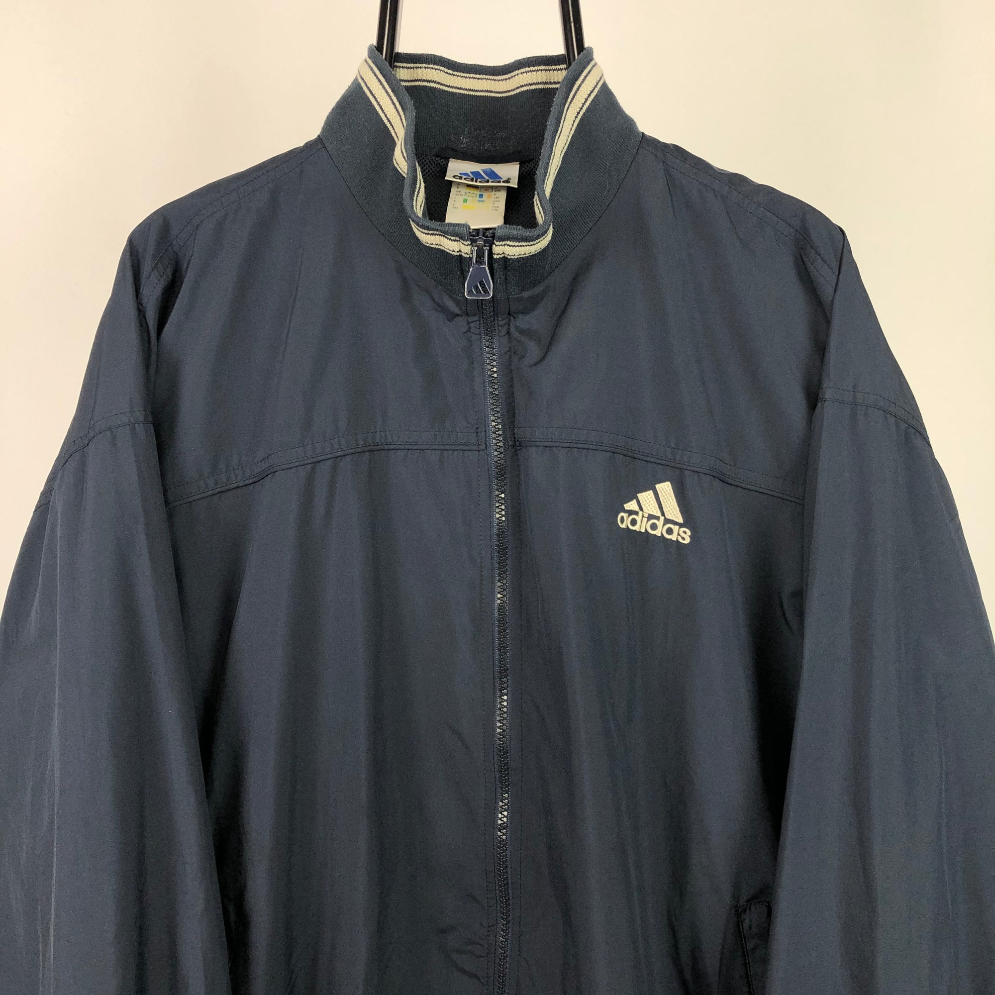 Vintage 90s Adidas Track Jacket in Navy/Beige - Men's Large/Women's XL