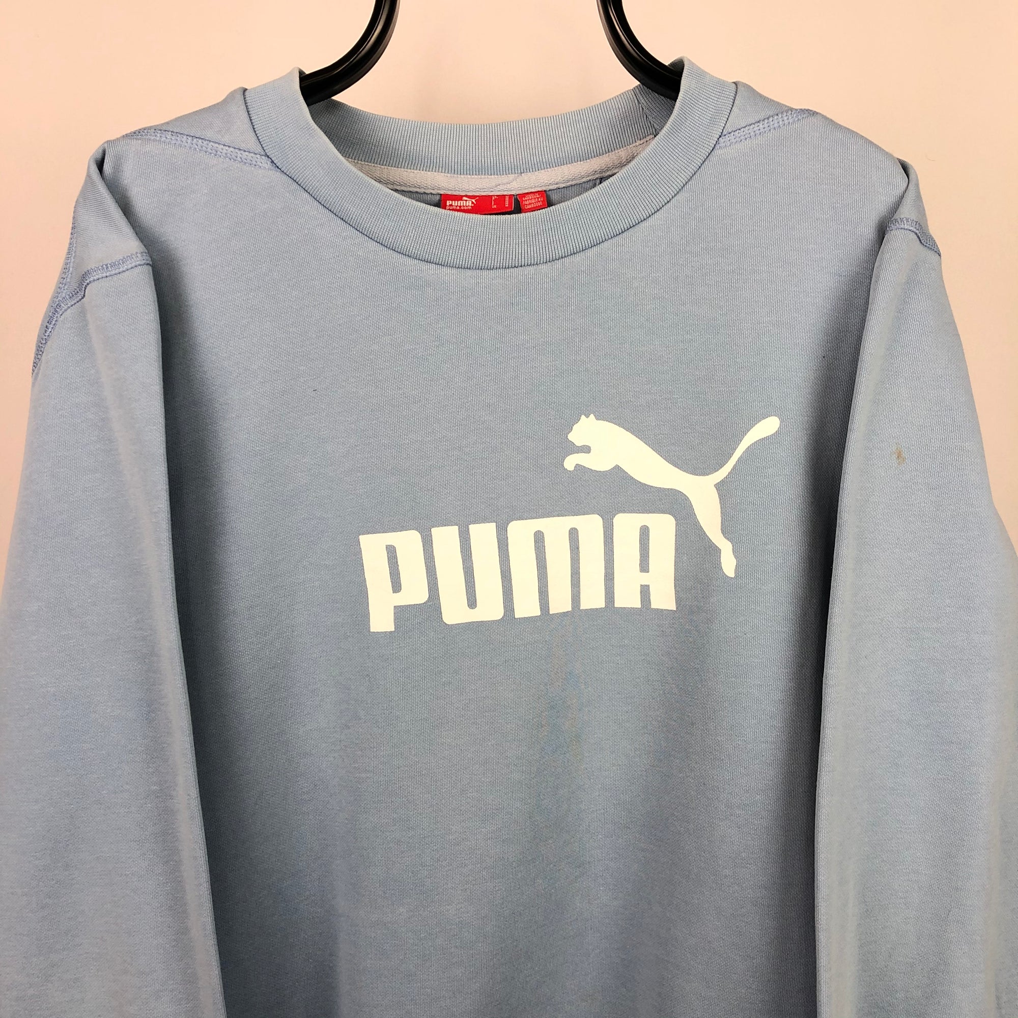 Puma Spellout Sweatshirt in Baby Blue - Men's Large/Women's XL