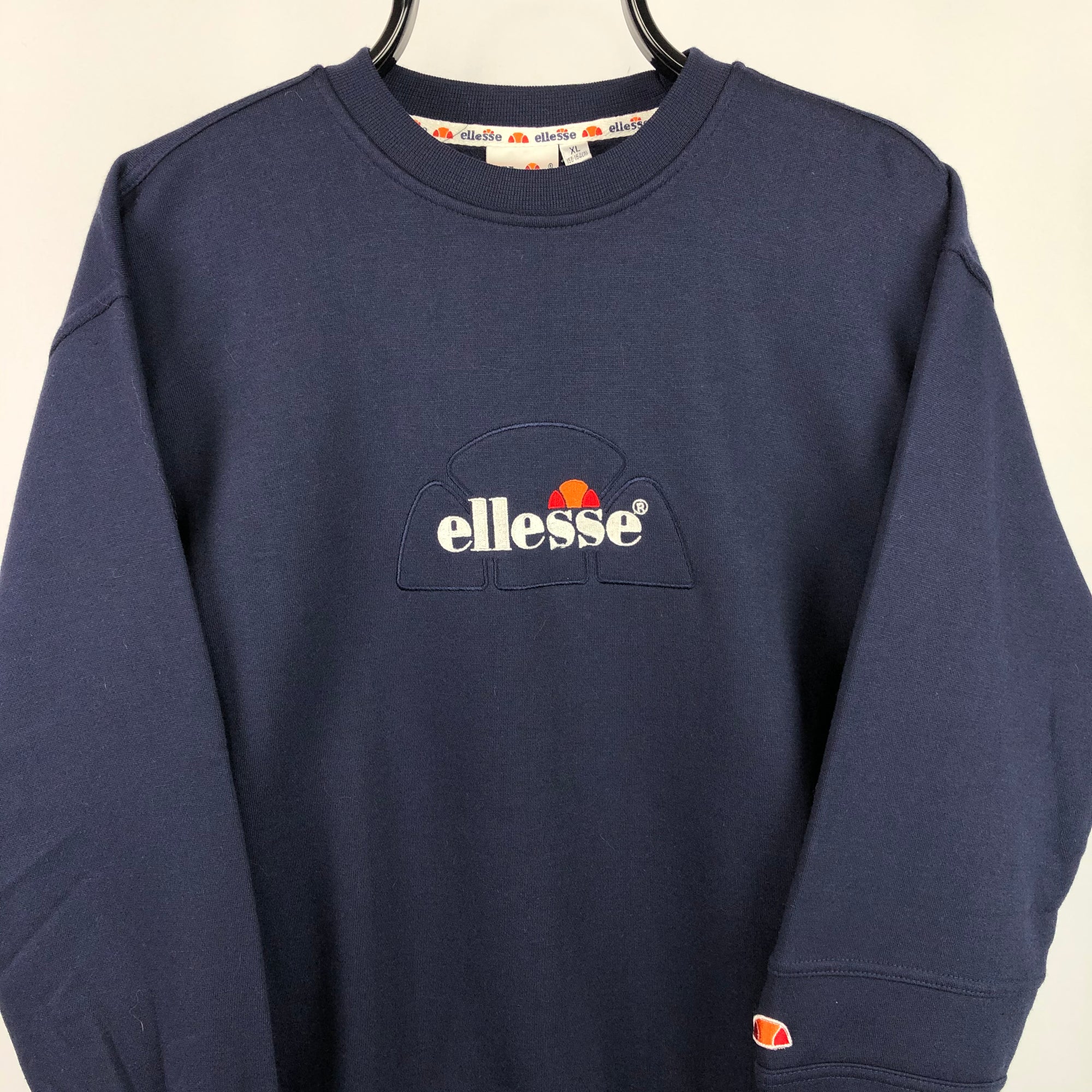 Deadstock Vintage 90s Ellesse Spellout Sweatshirt in Navy - Men's Small/Women's Medium