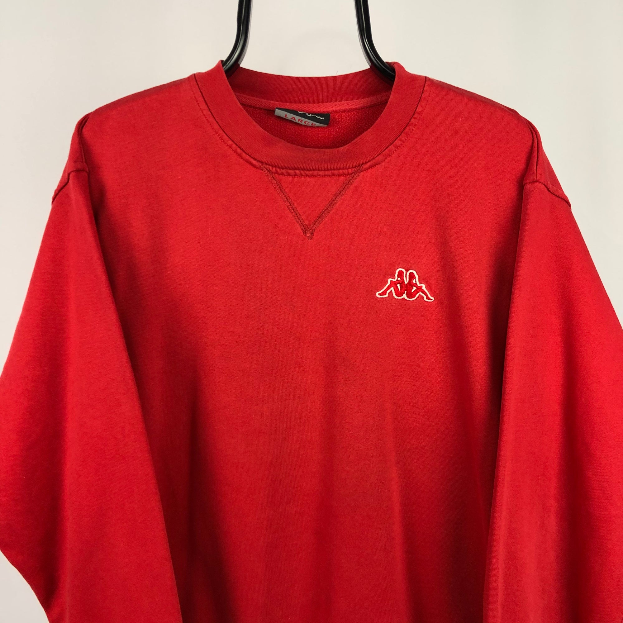 Vintage Kappa Embroidered Small Logo Sweatshirt in Red - Men's Large/Women's XL